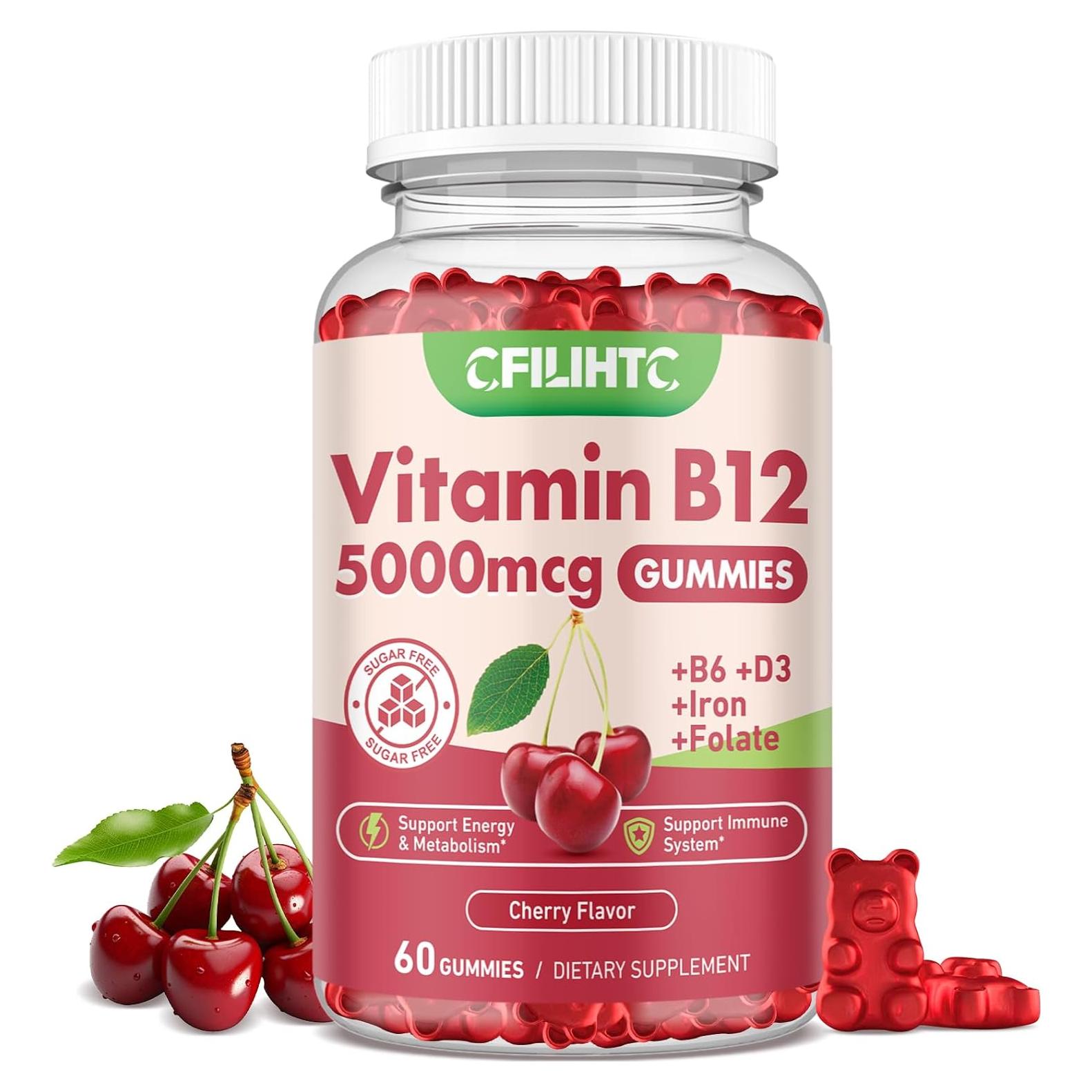 Gomitas de Vitamina B12 CFILIHTC 5000mcg Cereza 60 Unidades