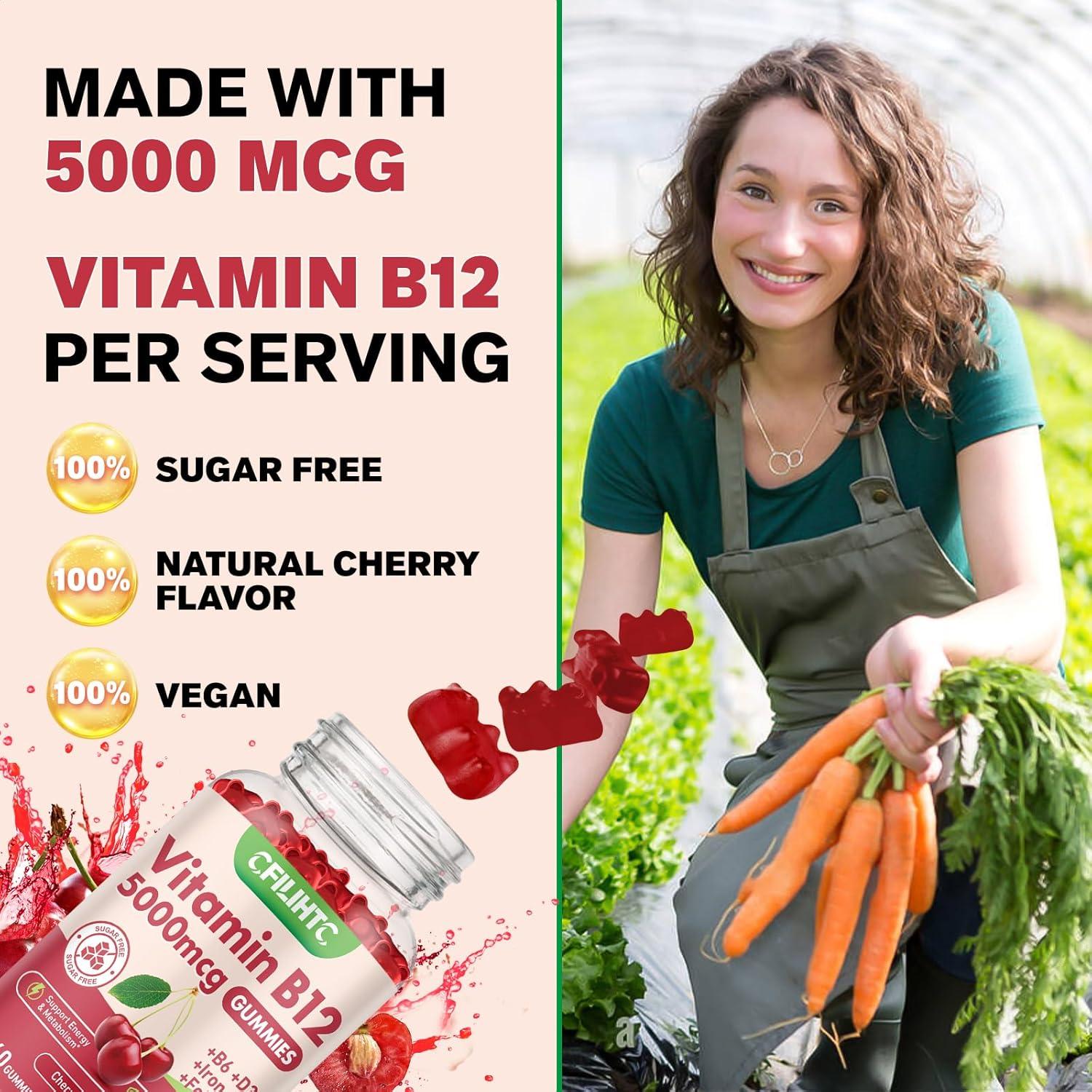 Gomitas de Vitamina B12 CFILIHTC 5000mcg Cereza 60 Unidades