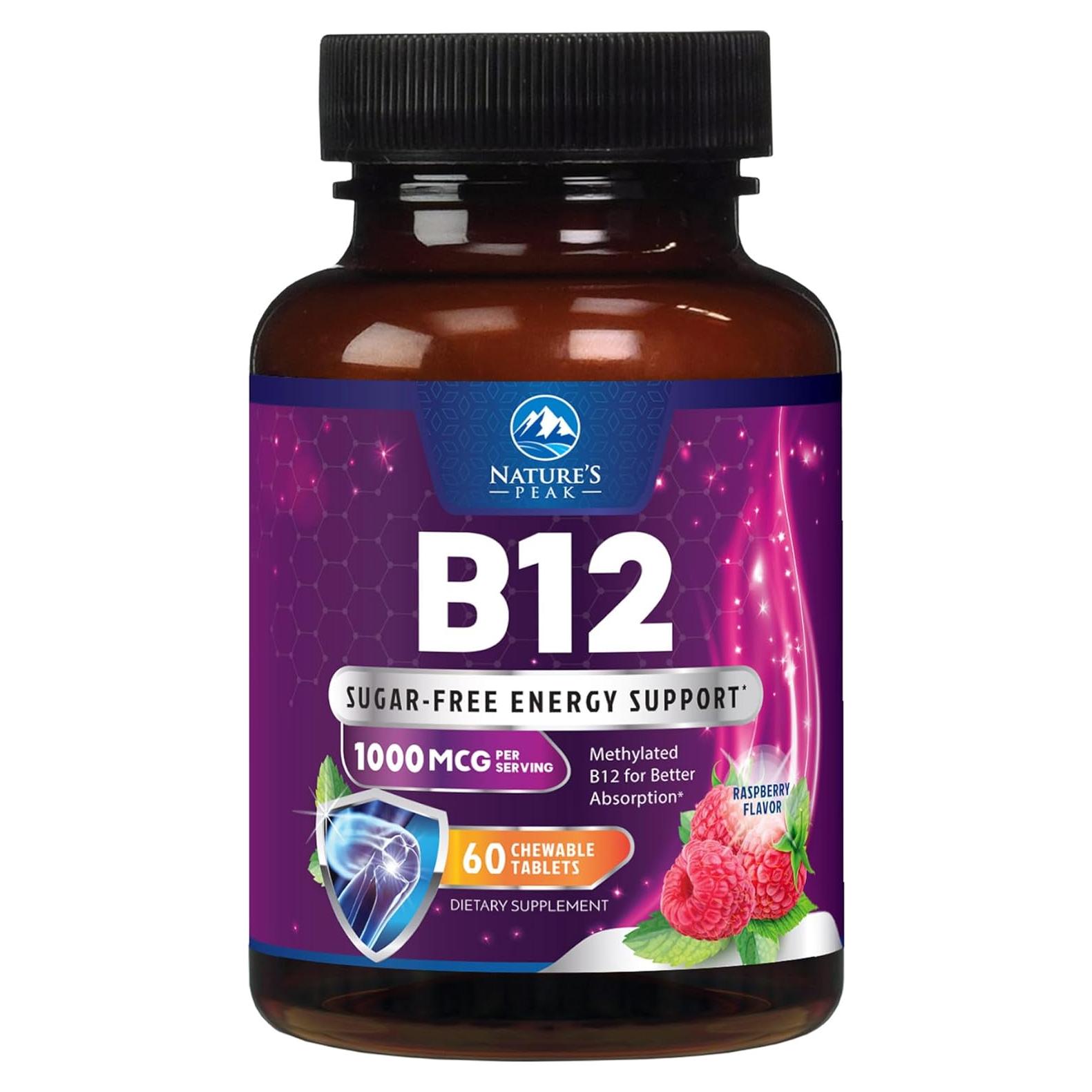 Vitamina B12 1000 mcg Metilcobalamina Nature's Peak 60 Tabletas