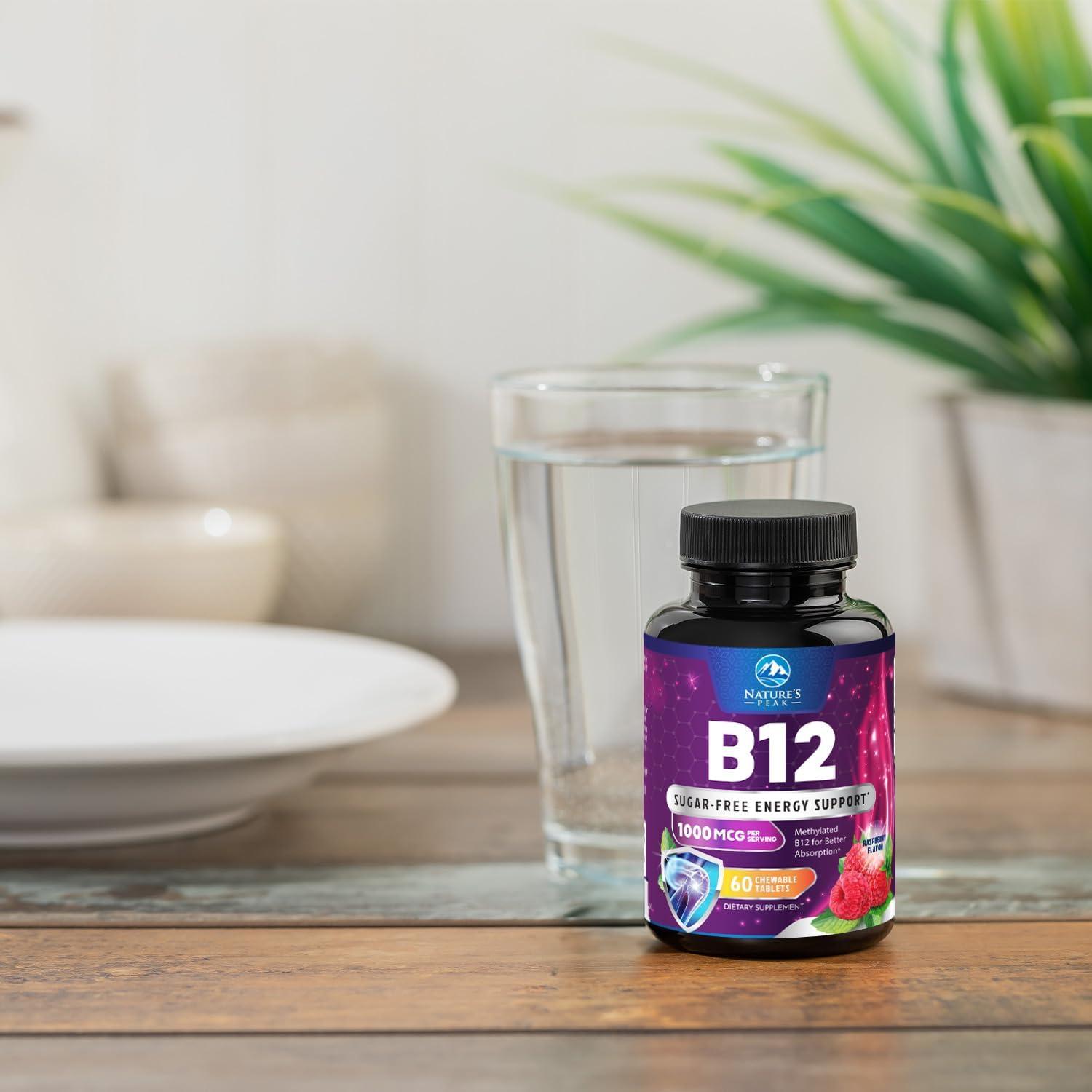 Vitamina B12 1000 mcg Metilcobalamina Nature's Peak 60 Tabletas