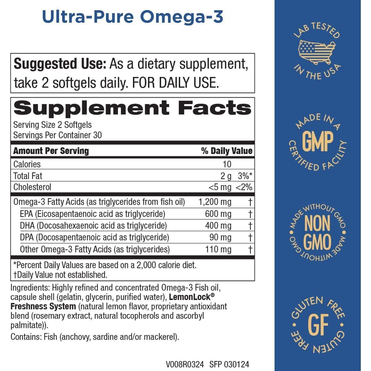 Omega 3 Ultra Puro Pureza 60 geles blandos Limón