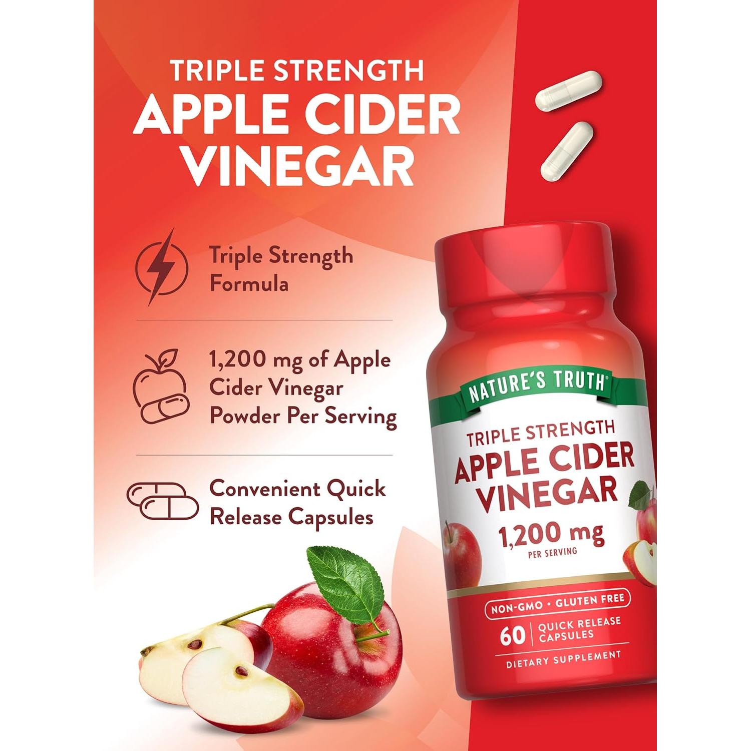 Cápsulas de Vinagre de Sidra de Manzana Nature's Truth 1200mg