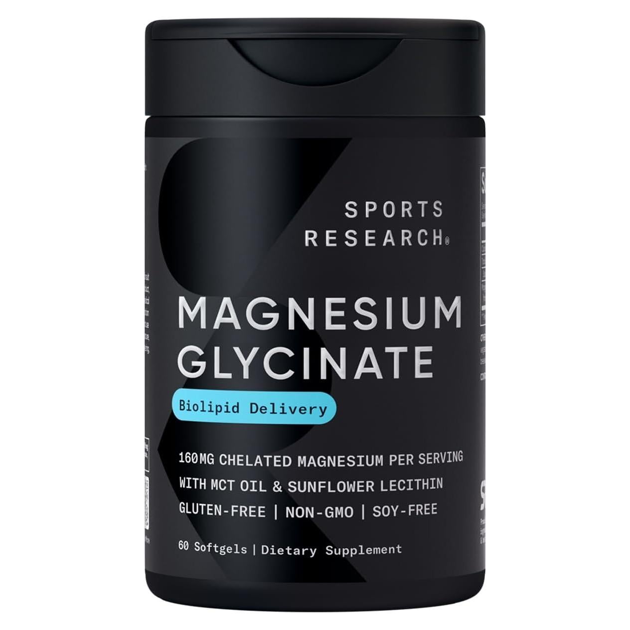 Magnesio Glicinato Sports Research 160 mg - 60 Softgels