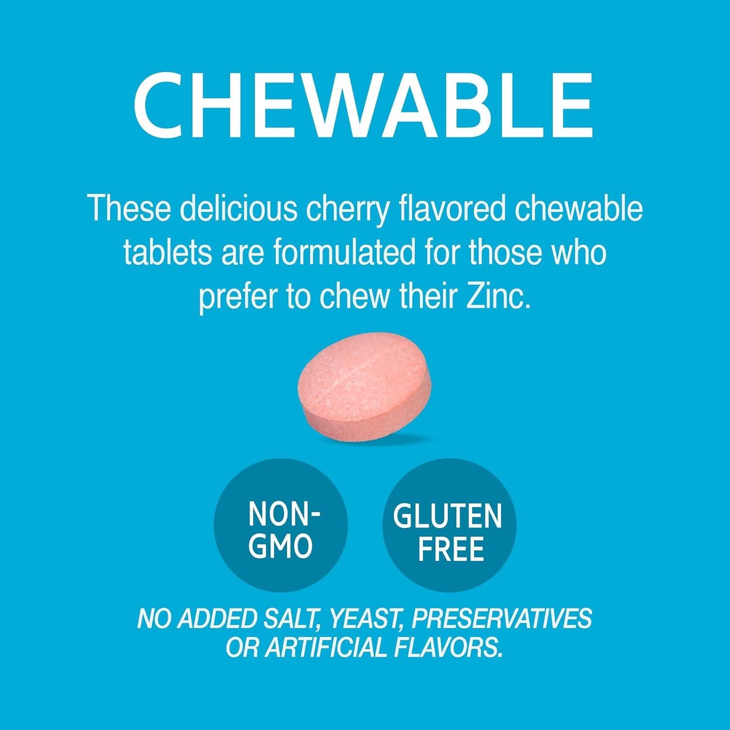 Zinc Masticable Siglo 21 con Vitamina C y B6 - Cereza 90 Unidades