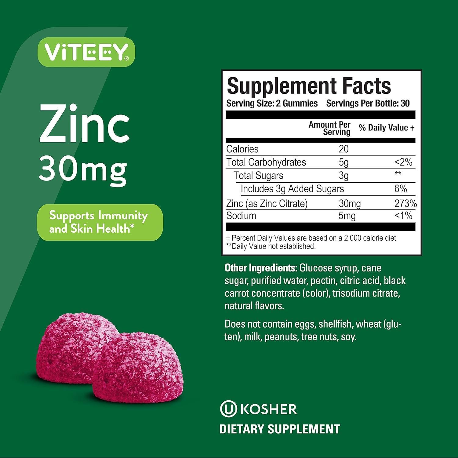 Gomitas de Zinc Viteey Veganas - 60 Unidades - 30mg