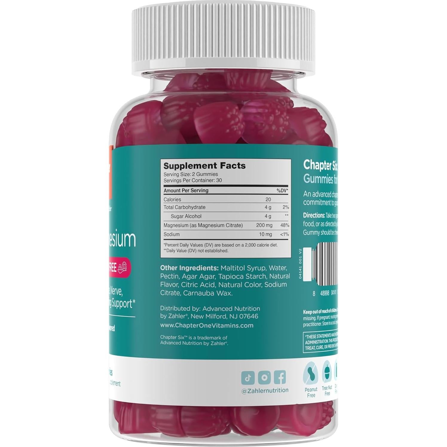 Gomitas de Magnesio Zahler Sin Azúcar 60 Unidades - Relajación