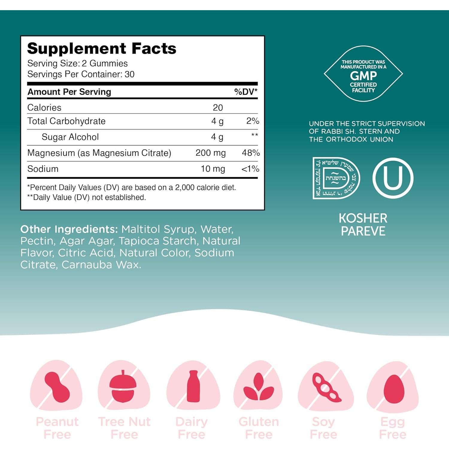 Gomitas de Magnesio Zahler Sin Azúcar 60 Unidades - Relajación