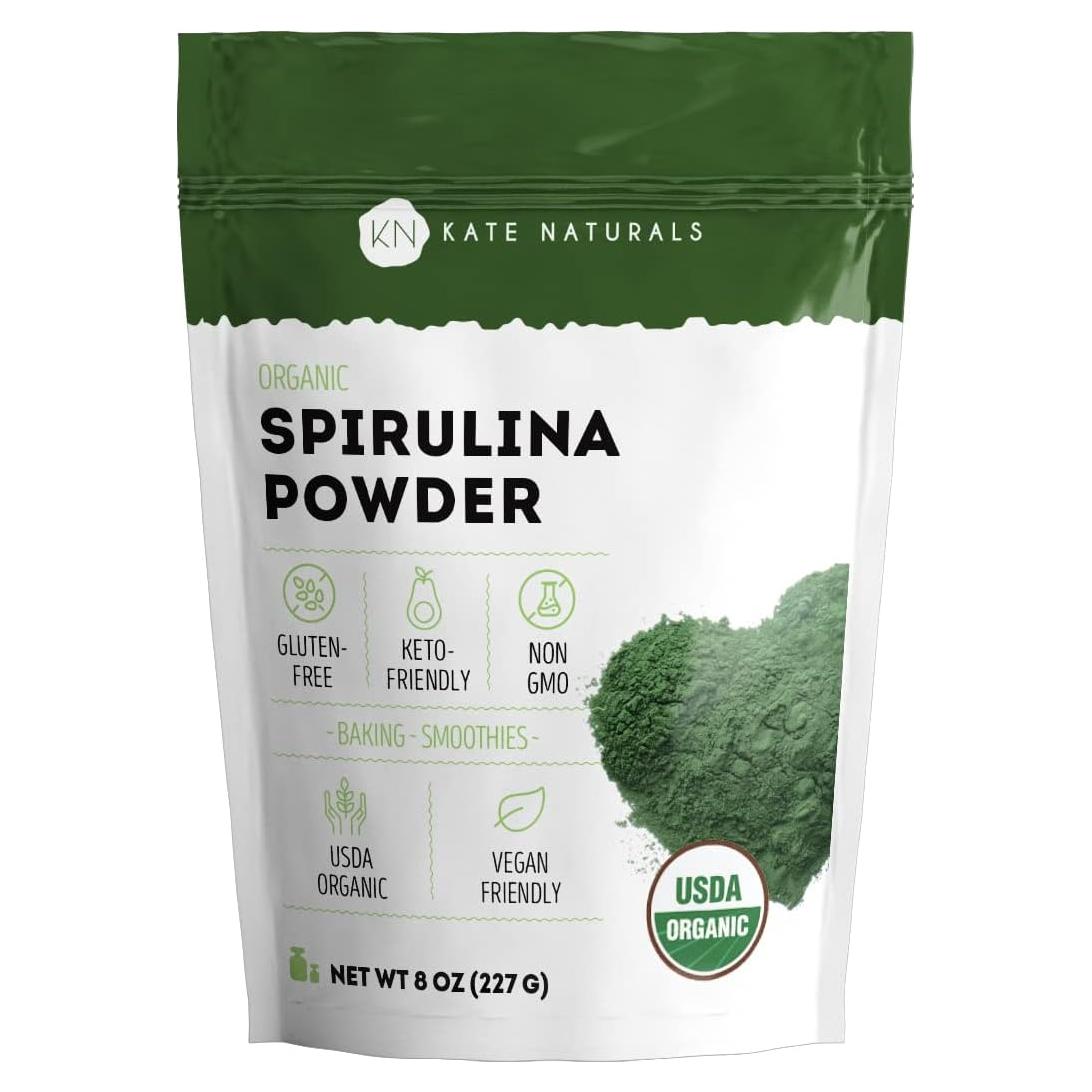 Polvo de Espirulina Orgánica Kate Naturals 226.8 g - Superalimento
