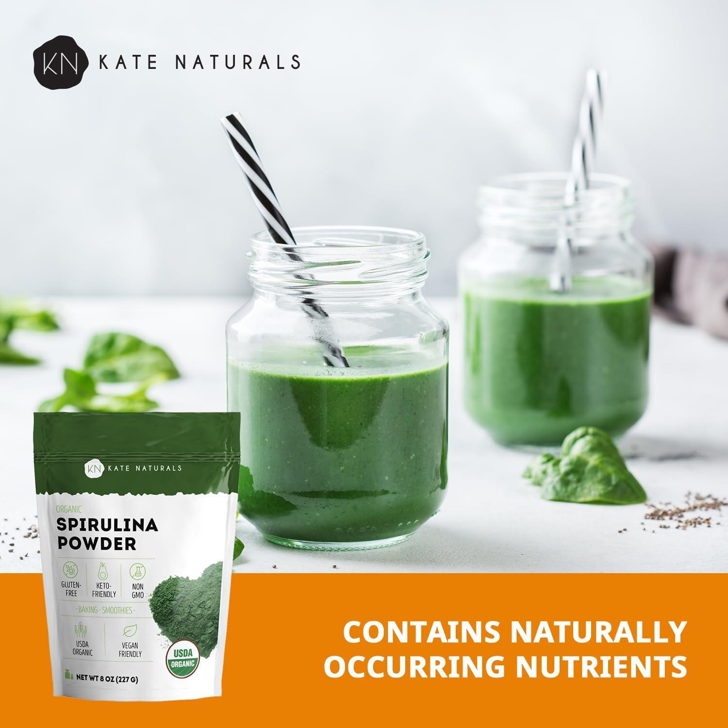 Polvo de Espirulina Orgánica Kate Naturals 226.8 g - Superalimento