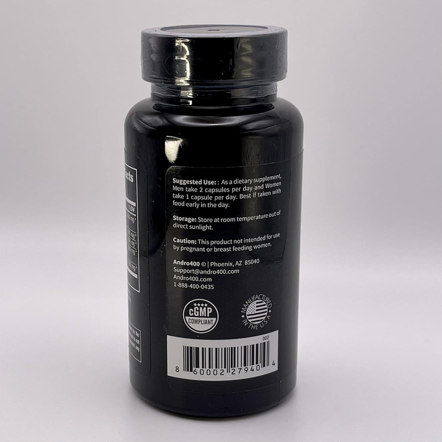 Suplemento Aumentador de Testosterona Andro400 Ultra Max 60 Cápsulas