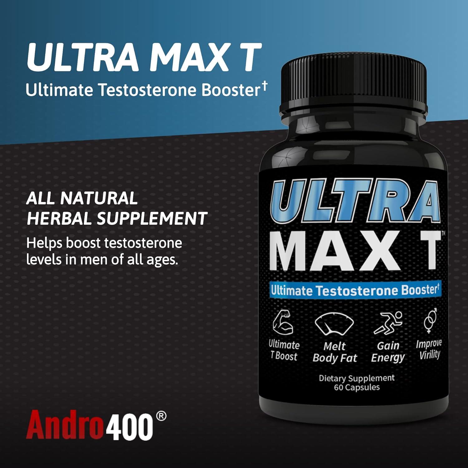 Suplemento Aumentador de Testosterona Andro400 Ultra Max 60 Cápsulas