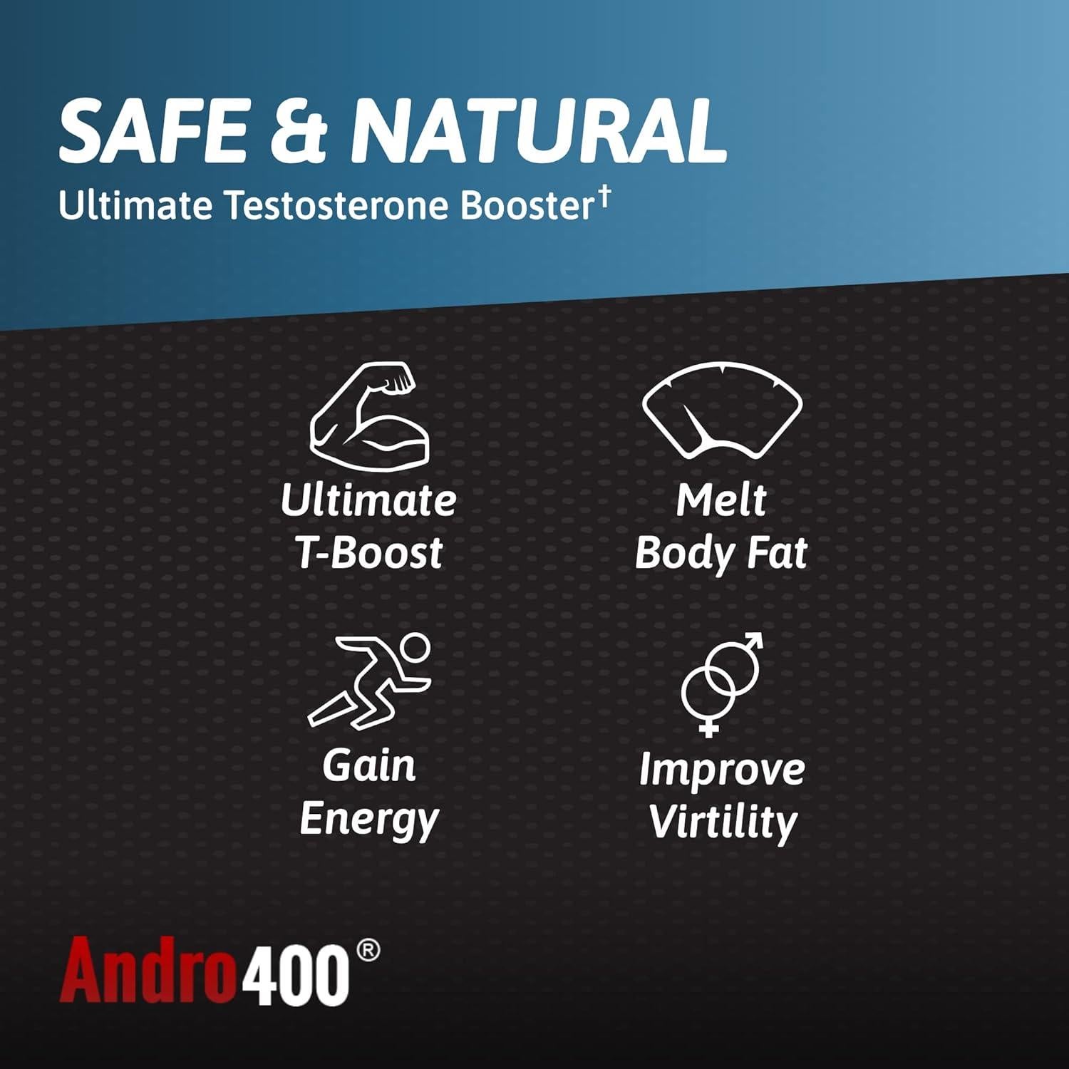 Suplemento Aumentador de Testosterona Andro400 Ultra Max 60 Cápsulas