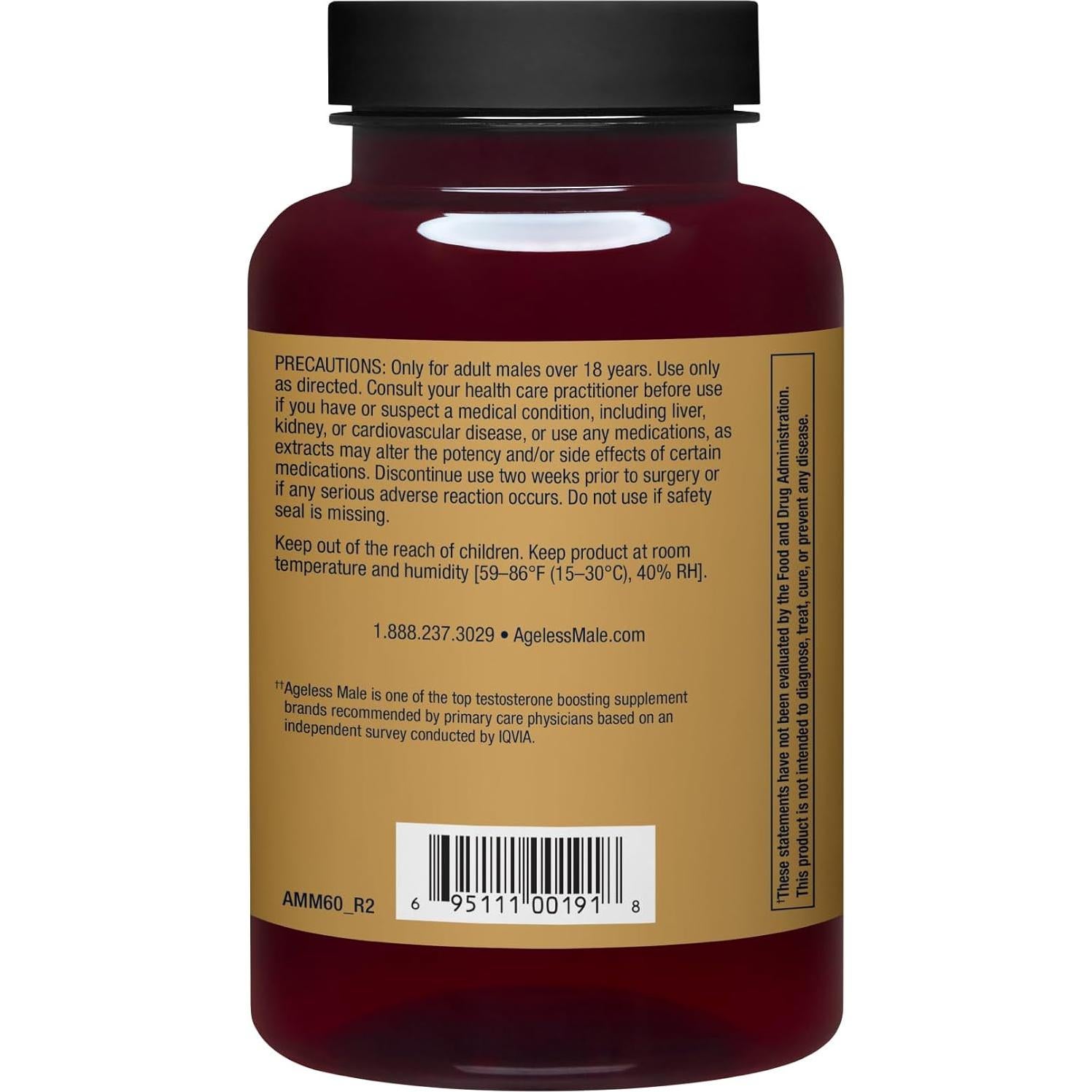 Ageless Male Max Suplemento Testosterona 60 Tabletas