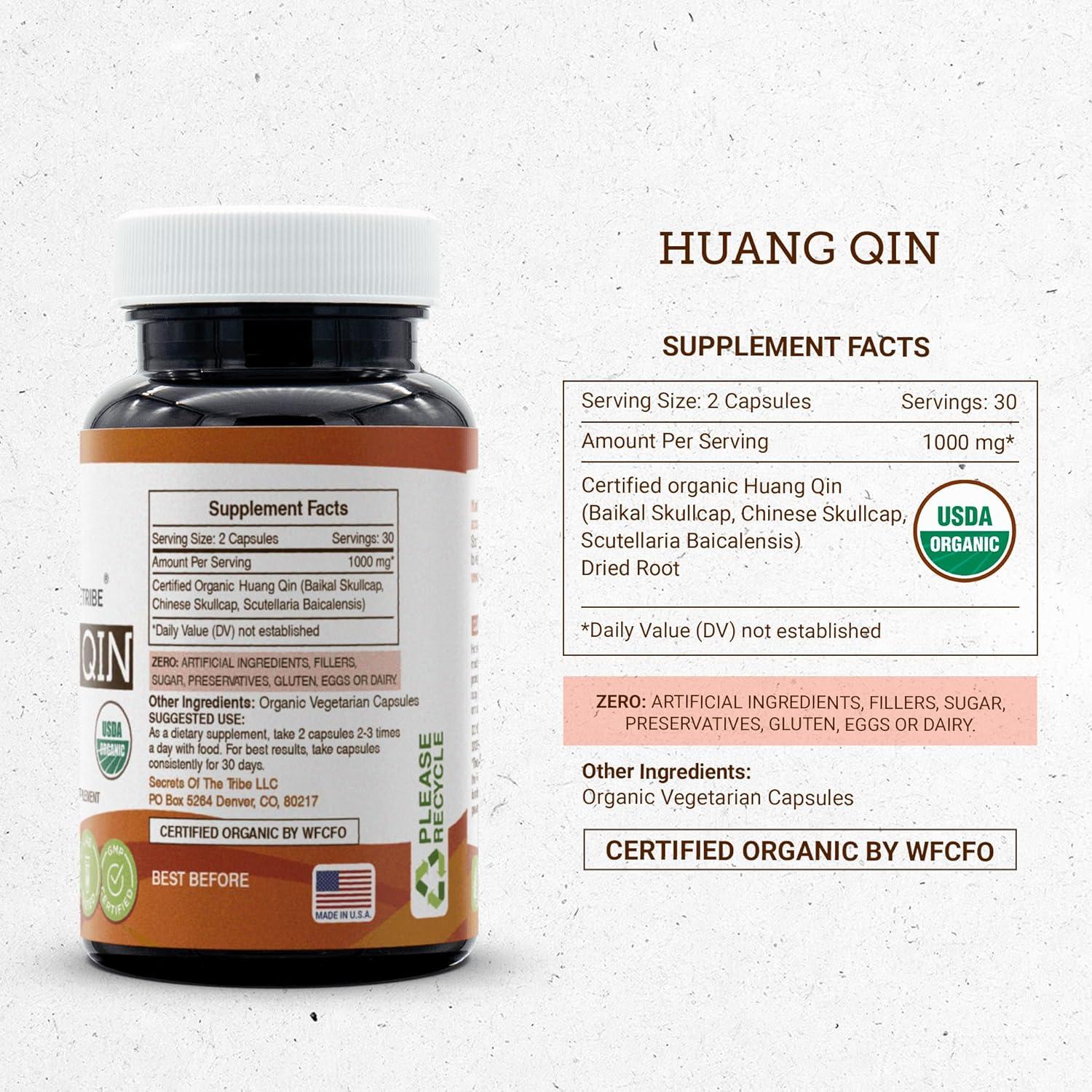 Cápsulas Huang Qin Orgánicas USDA 60 Conteo - Suplemento Herbal