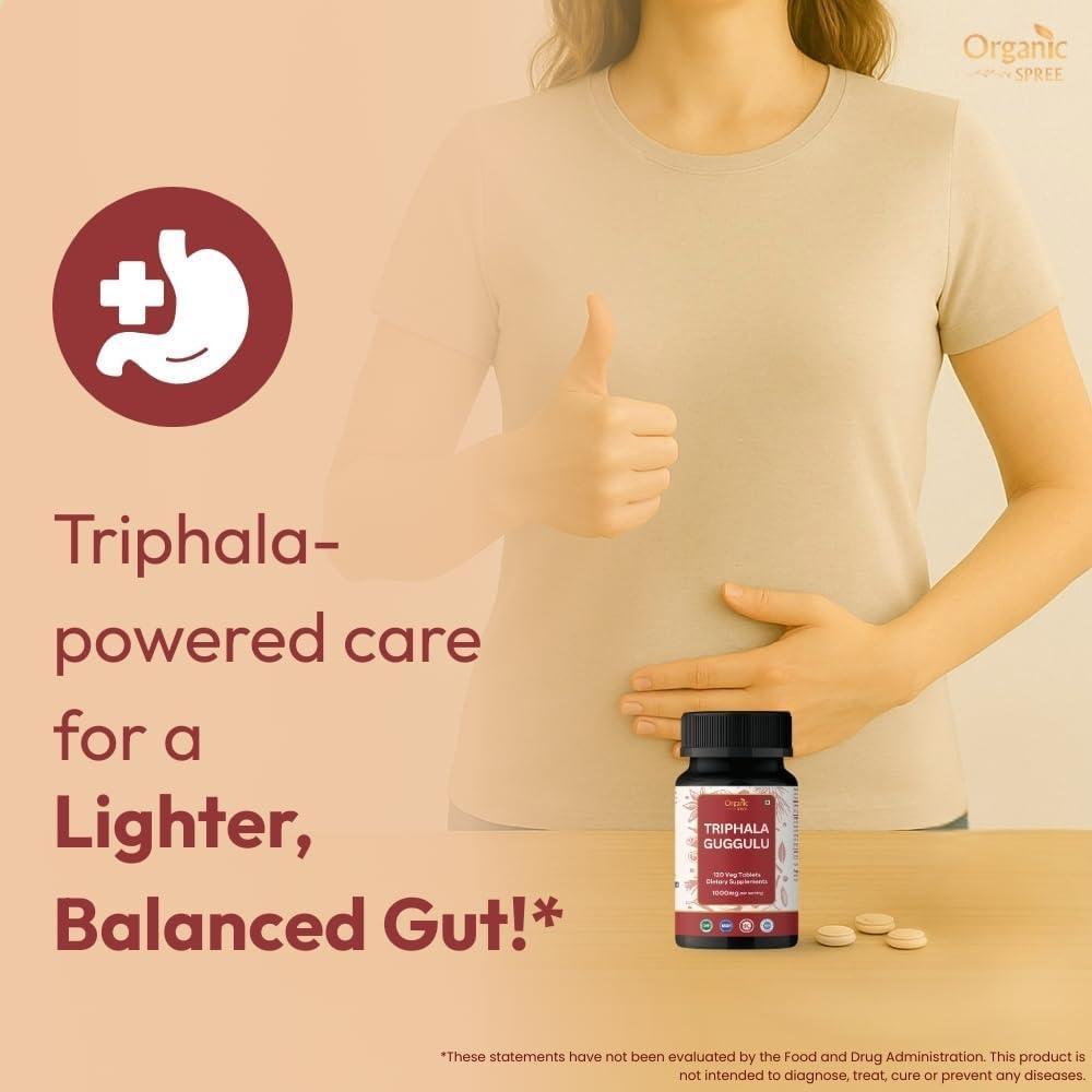 Tabletas Triphala Guggulu Organic Spree 120 Unidades - Salud Digestiva
