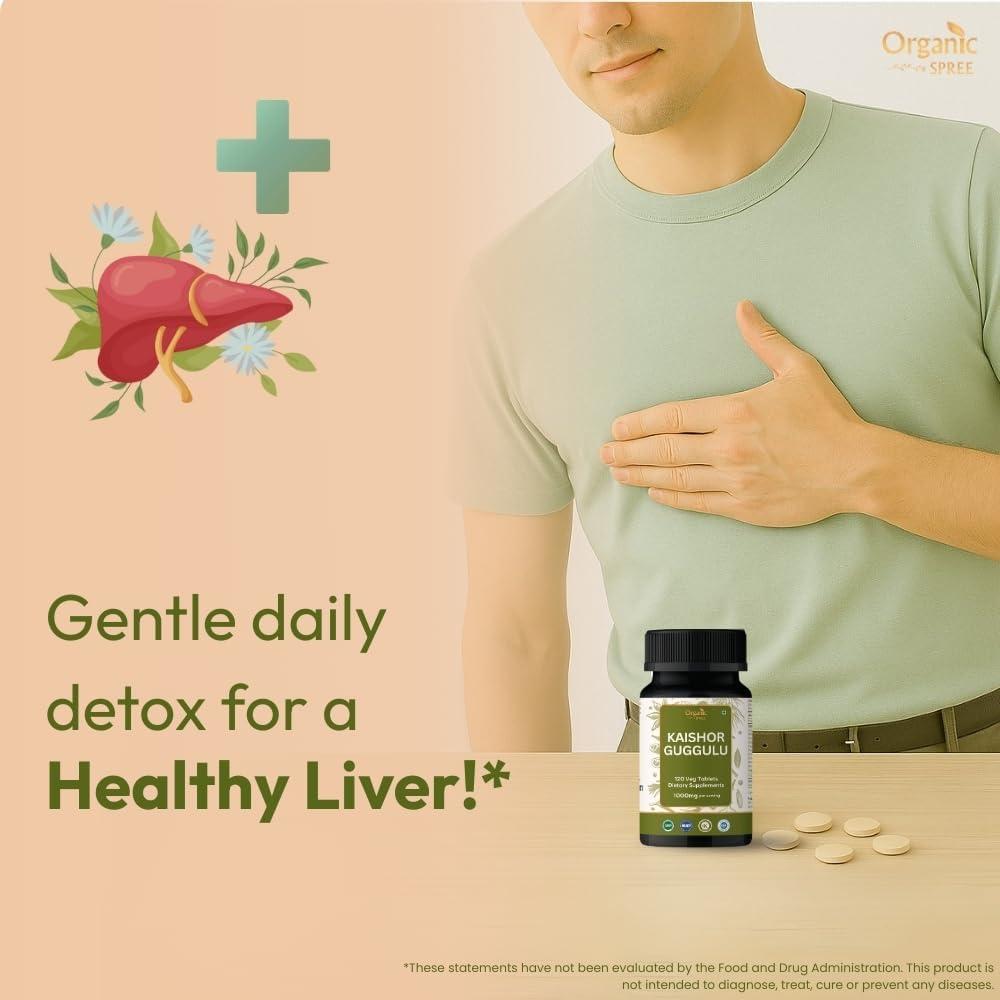 Tabletas Kaishor Guggulu Organic Spree - 120 Unidades - Ayurvédicas