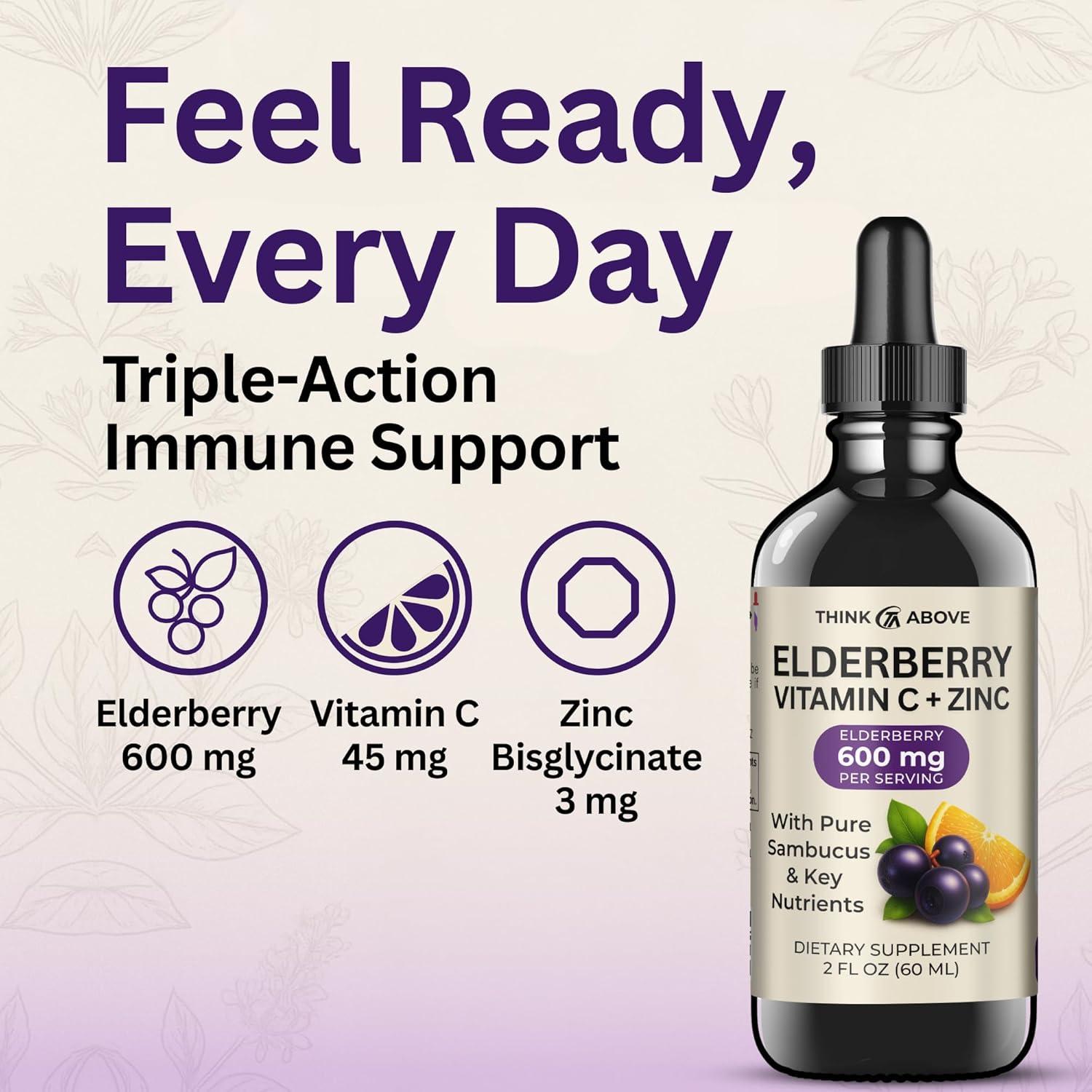 Gotas Líquidas de Sáuco Think Above 59 ml - Vitamina C y Zinc