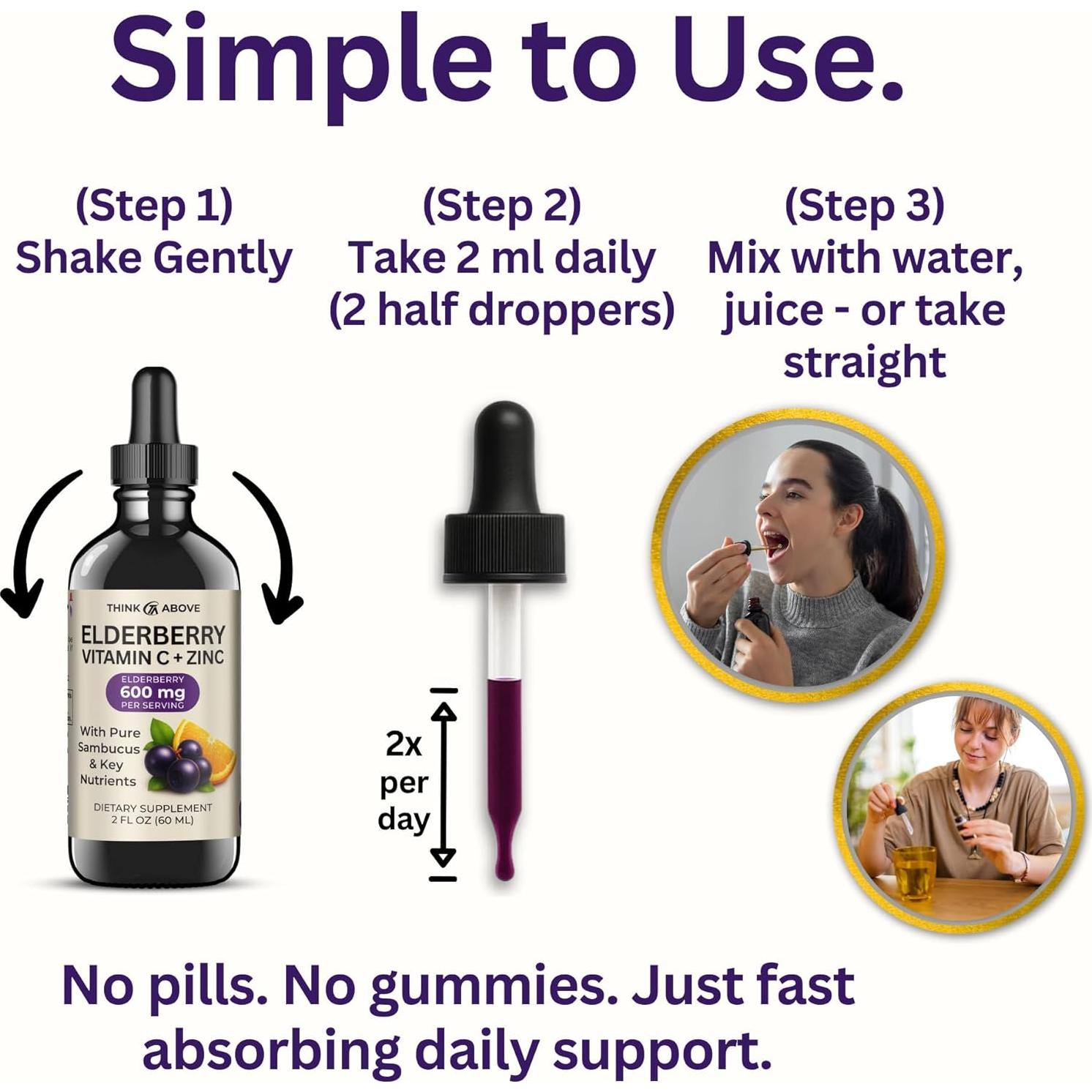 Gotas Líquidas de Sáuco Think Above 59 ml - Vitamina C y Zinc