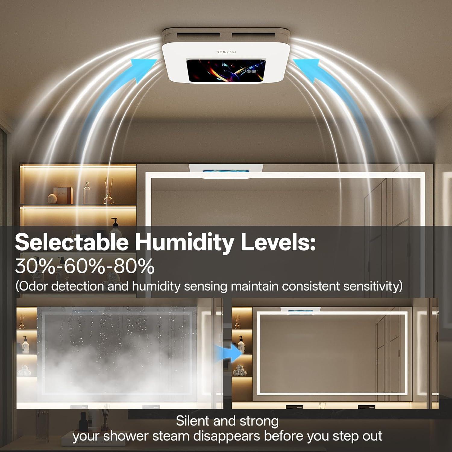 Ventilador de Baño RexTact FAN-SENSOR 230 CFM con Luz y Control Remoto