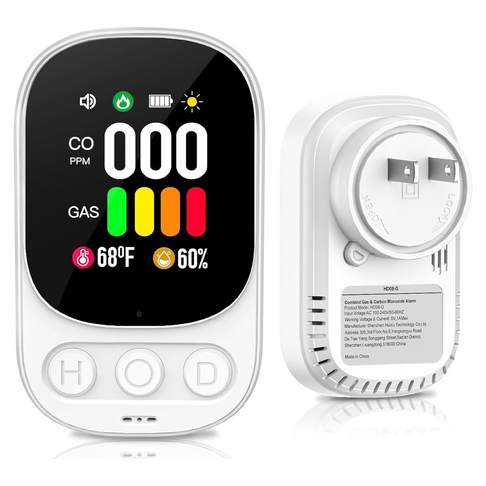 Detector de Monóxido de Carbono y Gas Natural HD08-G Blanco