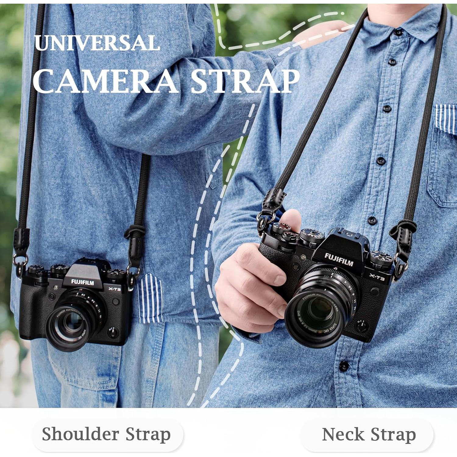 Correa de cámara VOVMOEYA 110cm Nylon Negro para DSLR y SLR