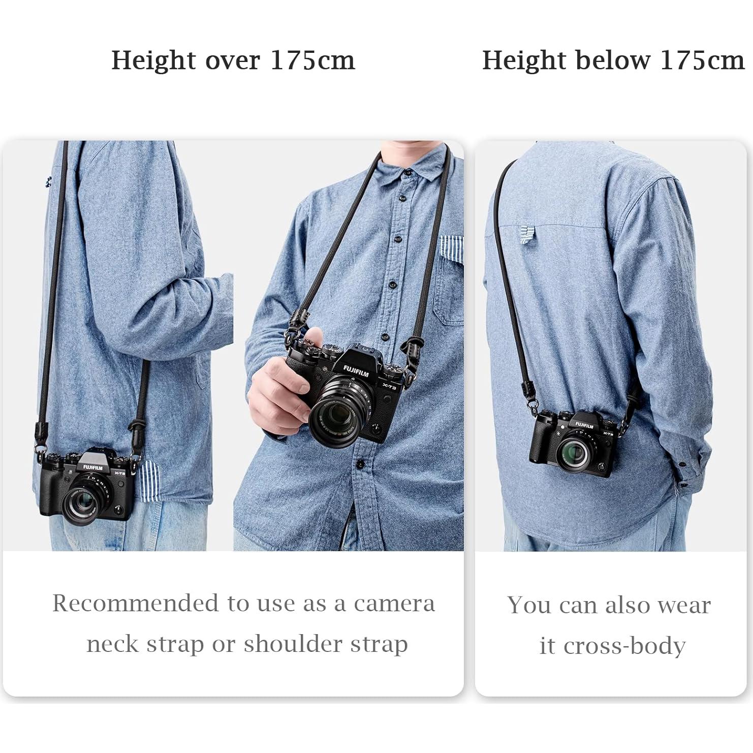 Correa de cámara VOVMOEYA 110cm Nylon Negro para DSLR y SLR