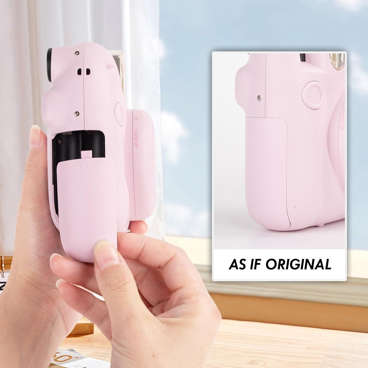 Paquete de 2 Cubiertas de Batería HIYQIN para Fujifilm Instax Mini 12 - Rosa Pálido