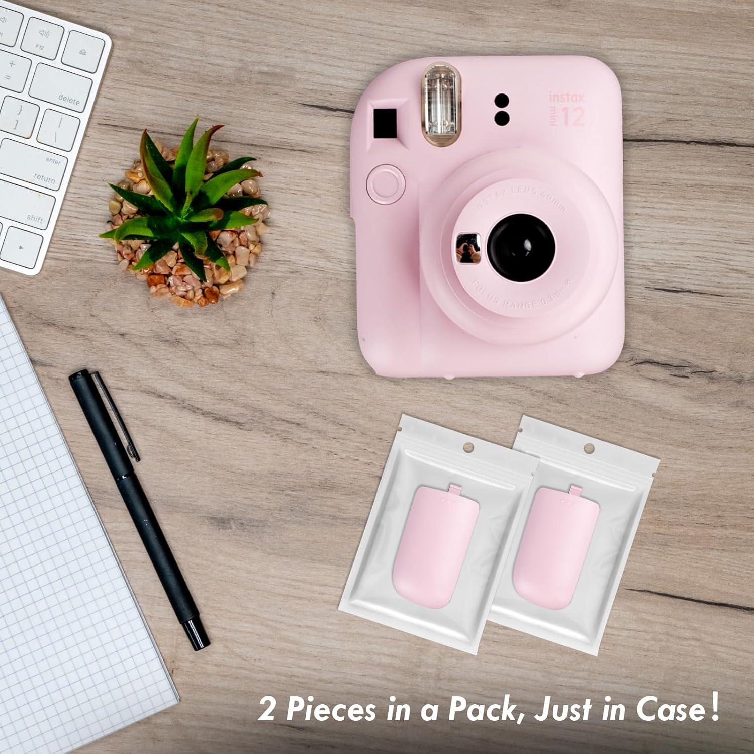 Paquete de 2 Cubiertas de Batería HIYQIN para Fujifilm Instax Mini 12 - Rosa Pálido