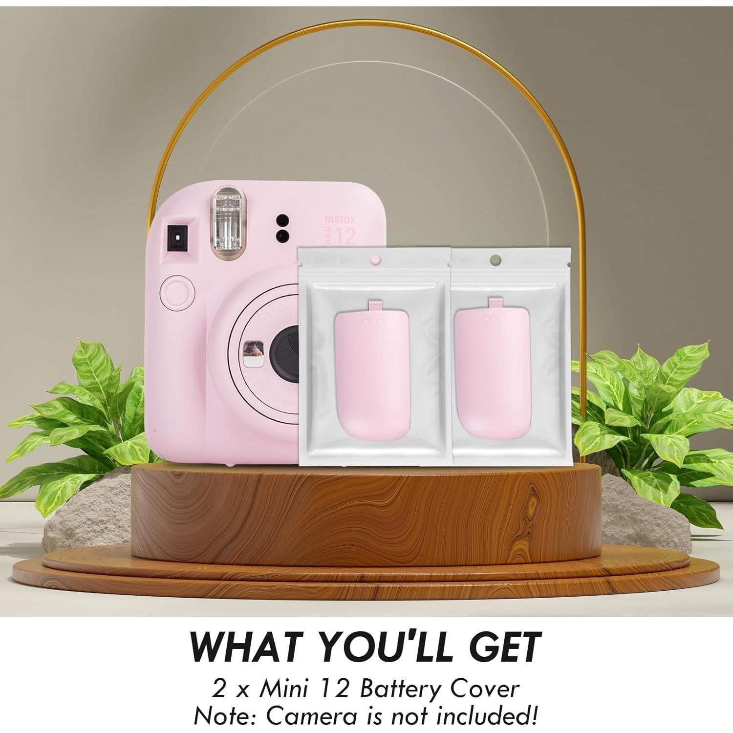 Paquete de 2 Cubiertas de Batería HIYQIN para Fujifilm Instax Mini 12 - Rosa Pálido