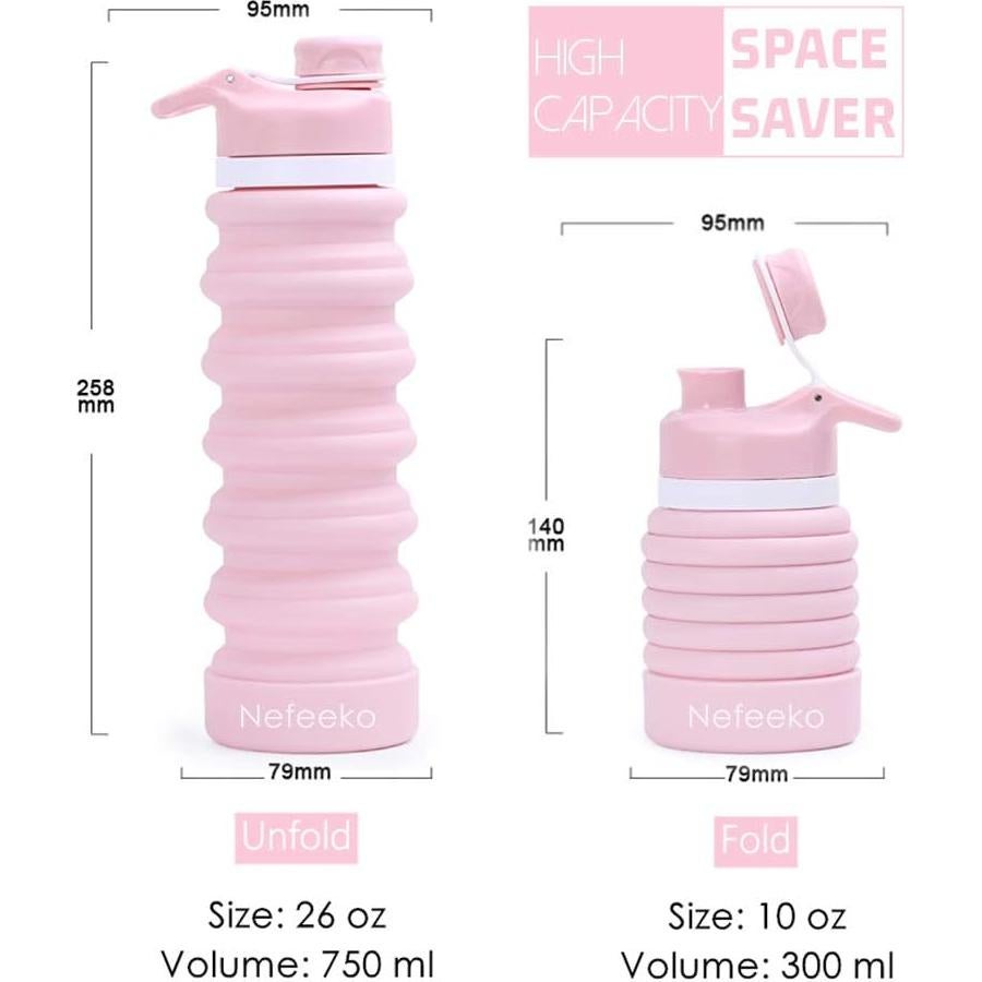 Botella de Agua Plegable Nefeeko 750ml Silicona a Prueba de Fugas