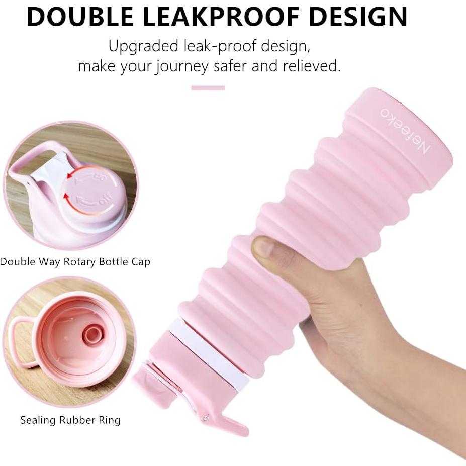 Botella de Agua Plegable Nefeeko 750ml Silicona a Prueba de Fugas