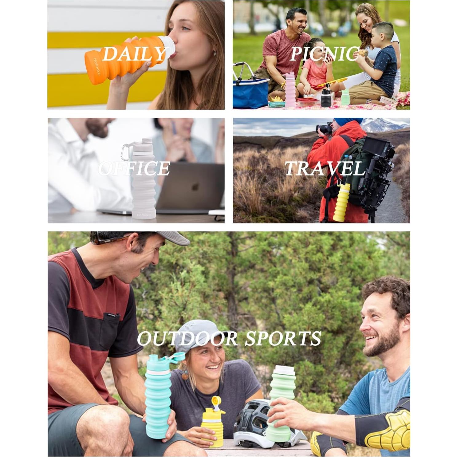 Botella de Agua Plegable Nefeeko 750ml Silicona a Prueba de Fugas