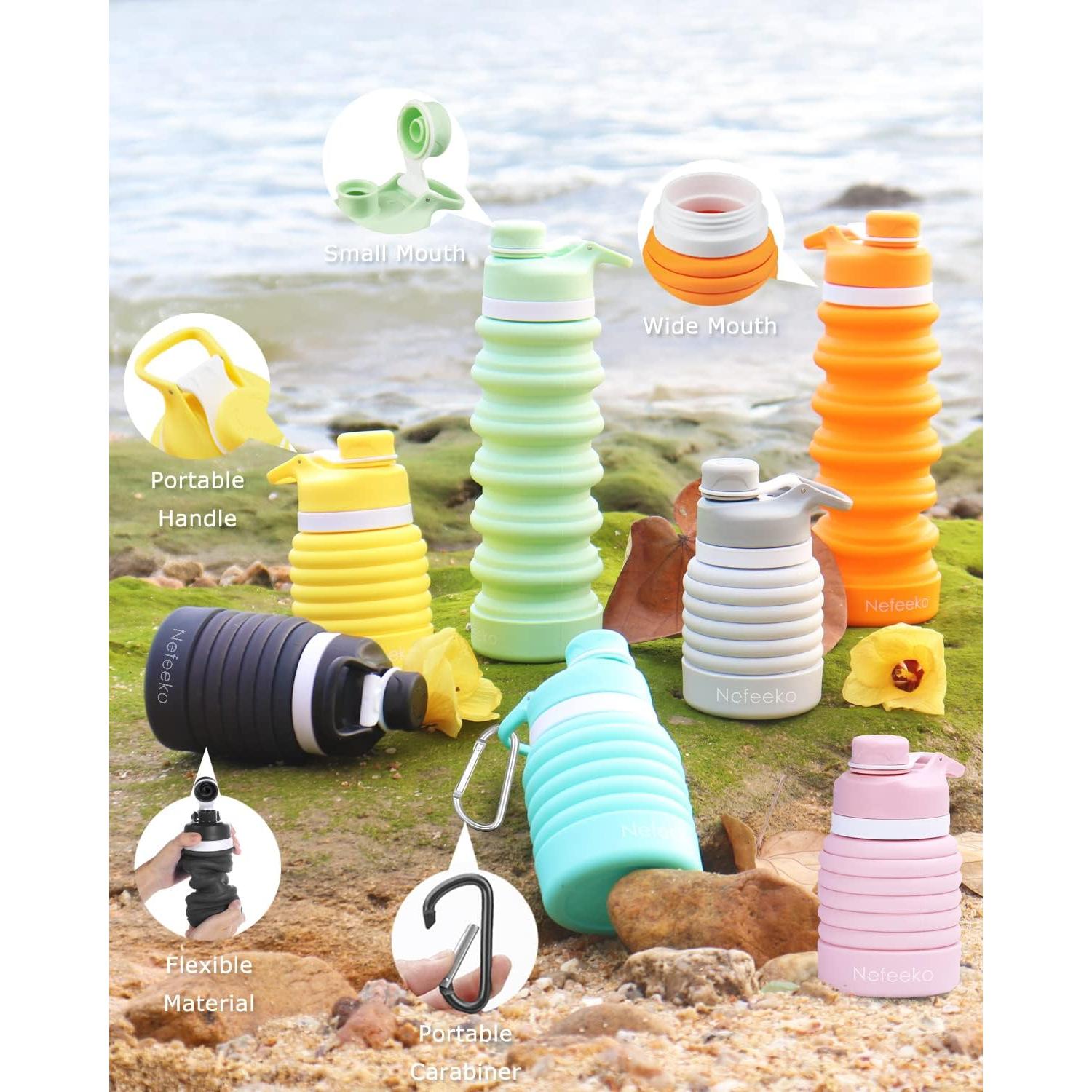 Botella de Agua Plegable Nefeeko 750ml Silicona a Prueba de Fugas