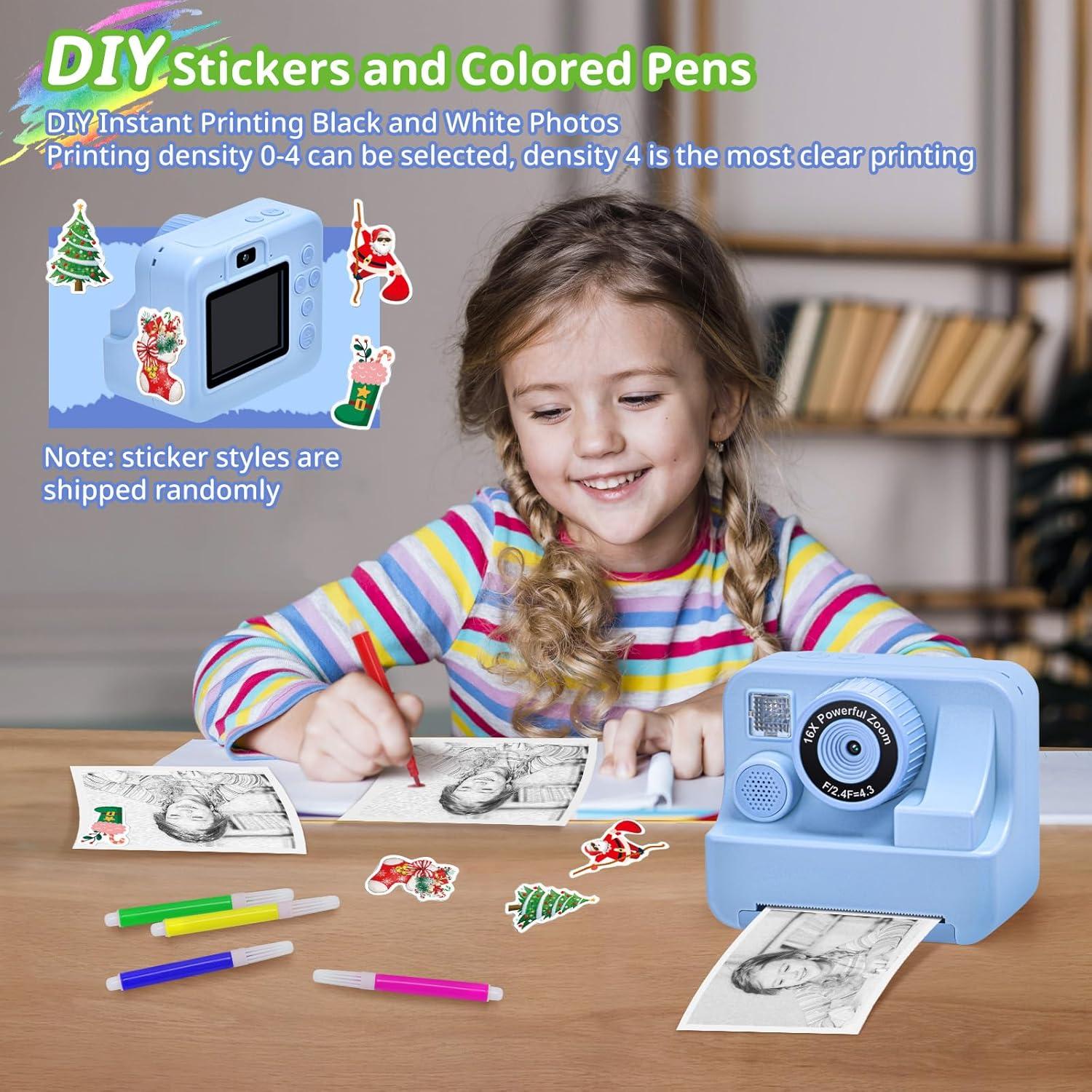 Cámara Instantánea para Niños Azul 1080P HD con Papel y 32G