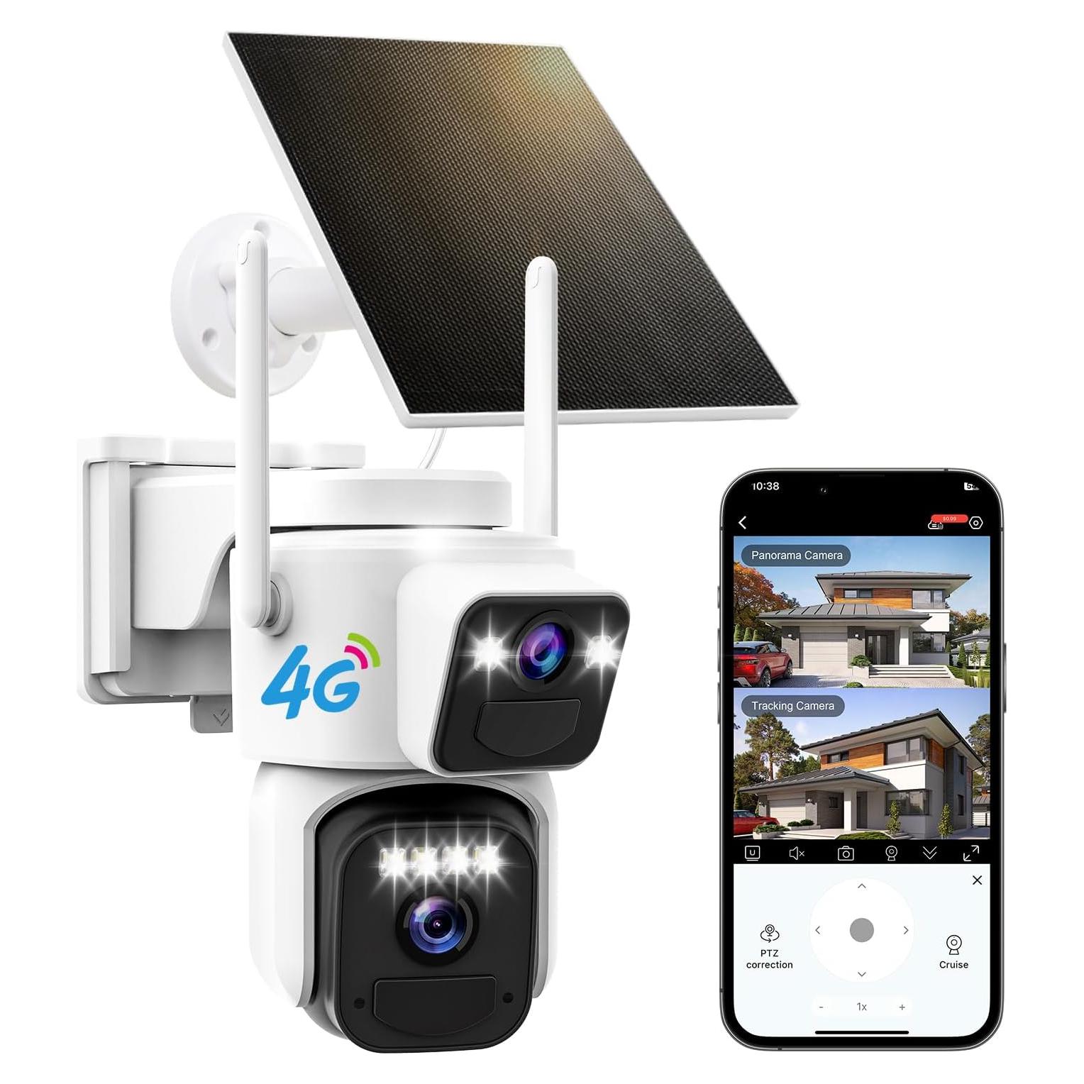 Cámara de Seguridad Solar Inalámbrica COOHILIGH DS2 2K con Doble Lente