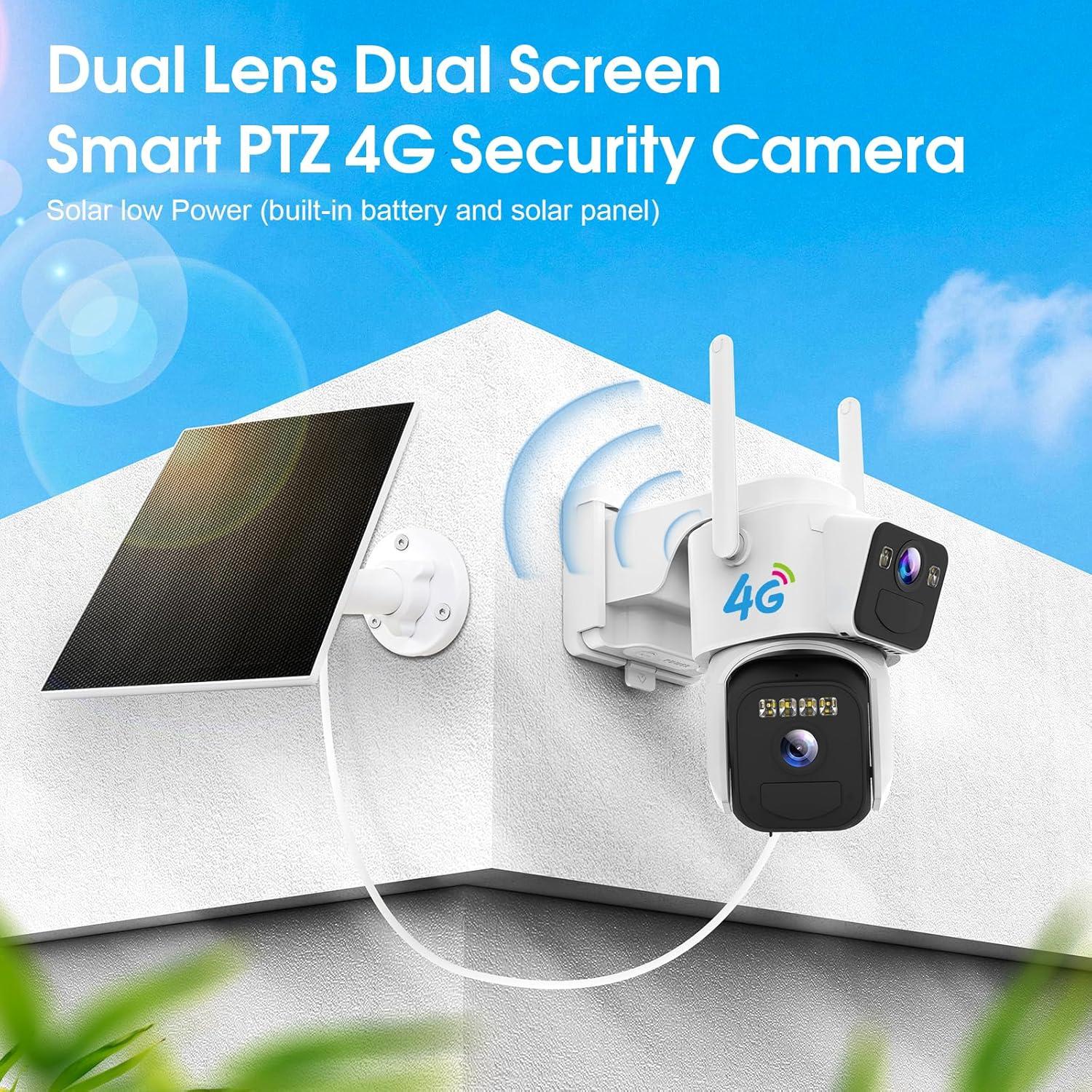 Cámara de Seguridad Solar Inalámbrica COOHILIGH DS2 2K con Doble Lente