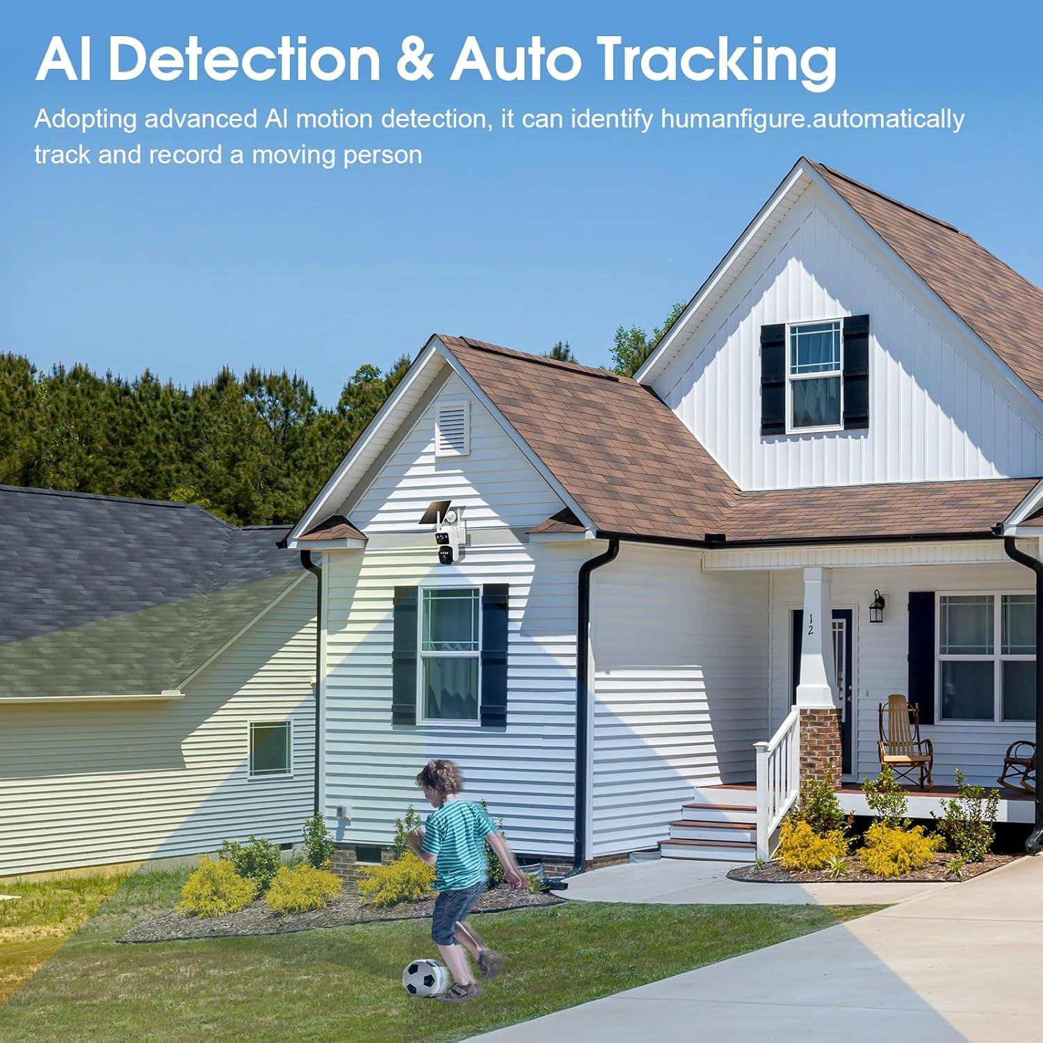 Cámara de Seguridad Solar Inalámbrica COOHILIGH DS2 2K con Doble Lente