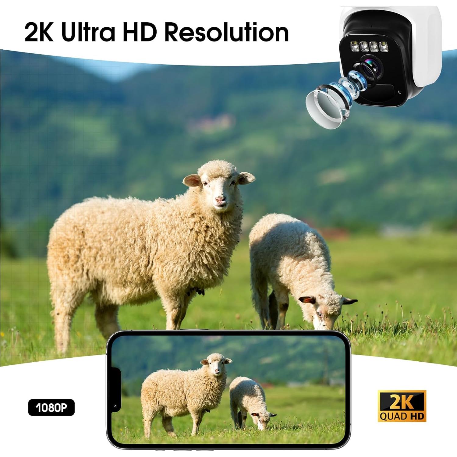 Cámara de Seguridad Solar Inalámbrica COOHILIGH DS2 2K con Doble Lente