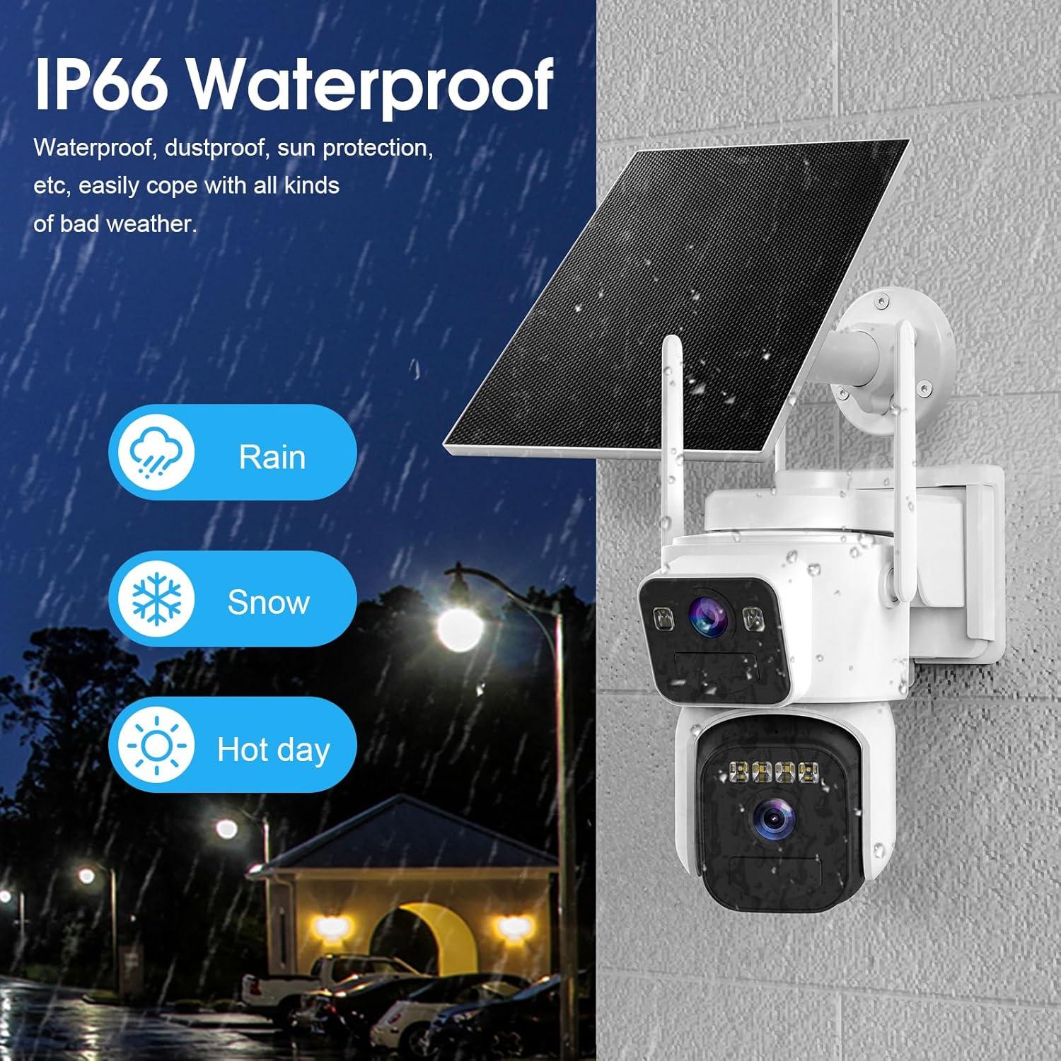 Cámara de Seguridad Solar Inalámbrica COOHILIGH DS2 2K con Doble Lente