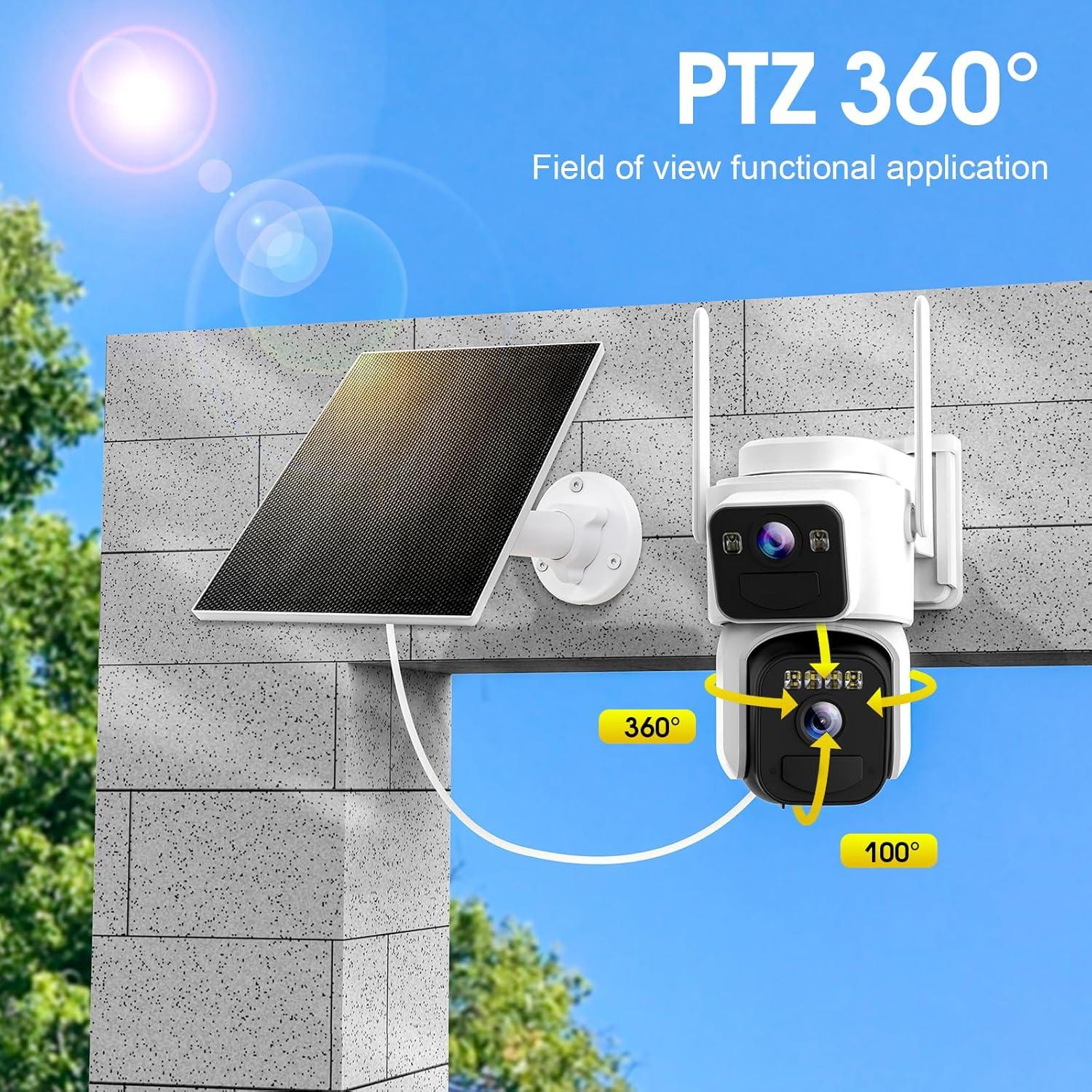 Cámara de Seguridad Solar Inalámbrica COOHILIGH DS2 2K con Doble Lente