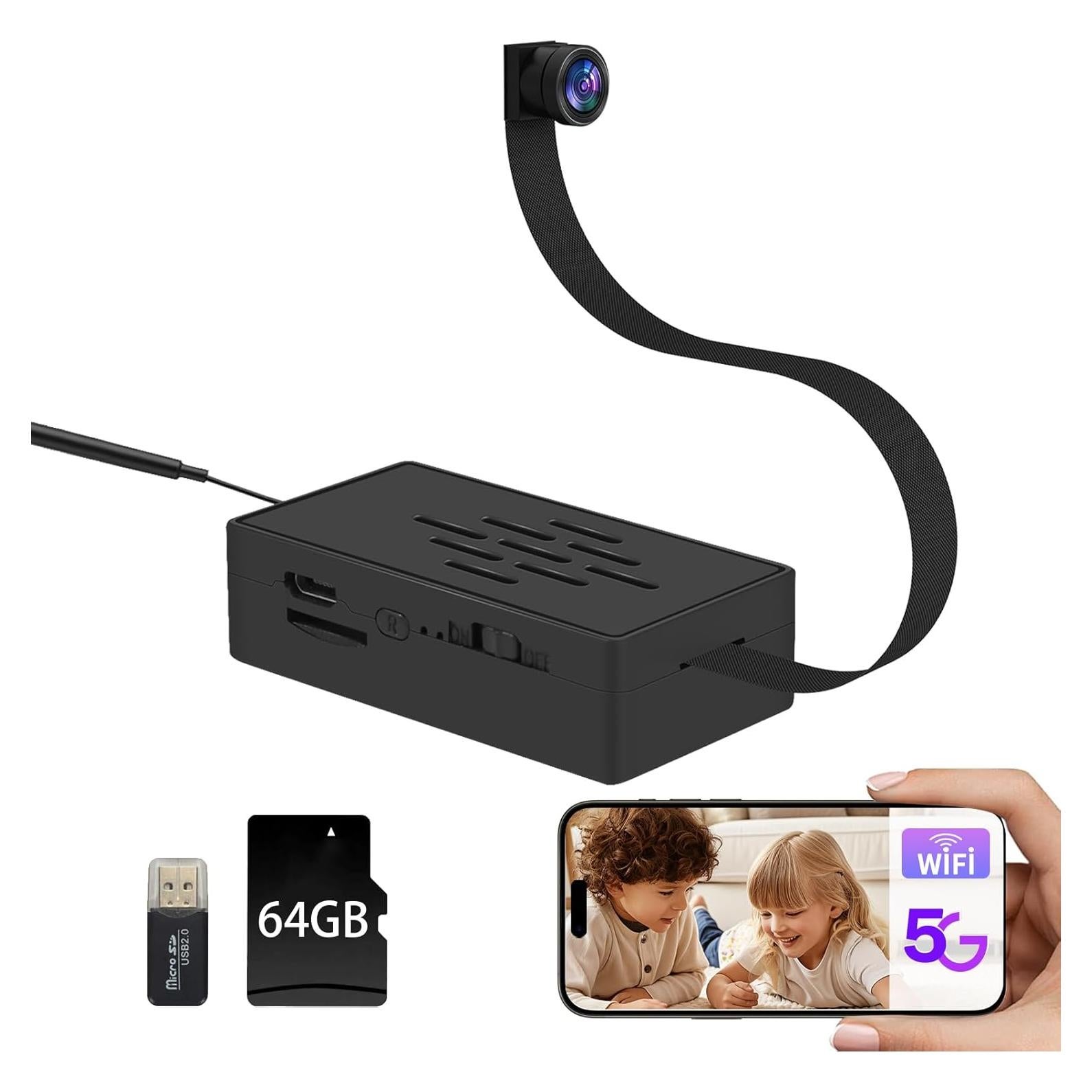 Cámara Nanny WiFi 5G/2.4G 1080P QETATIY con Tarjeta 64GB