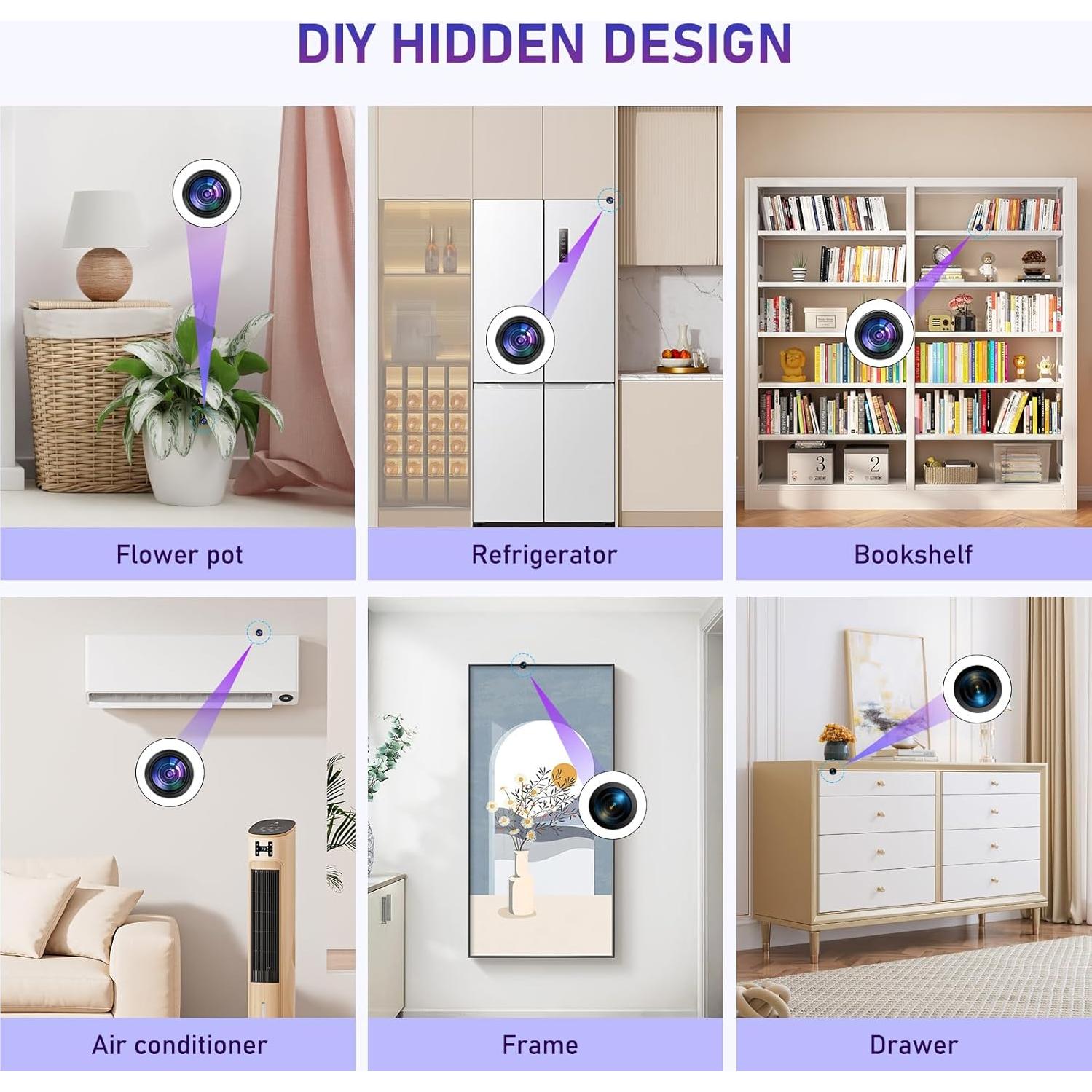 Cámara Nanny WiFi 5G/2.4G 1080P QETATIY con Tarjeta 64GB