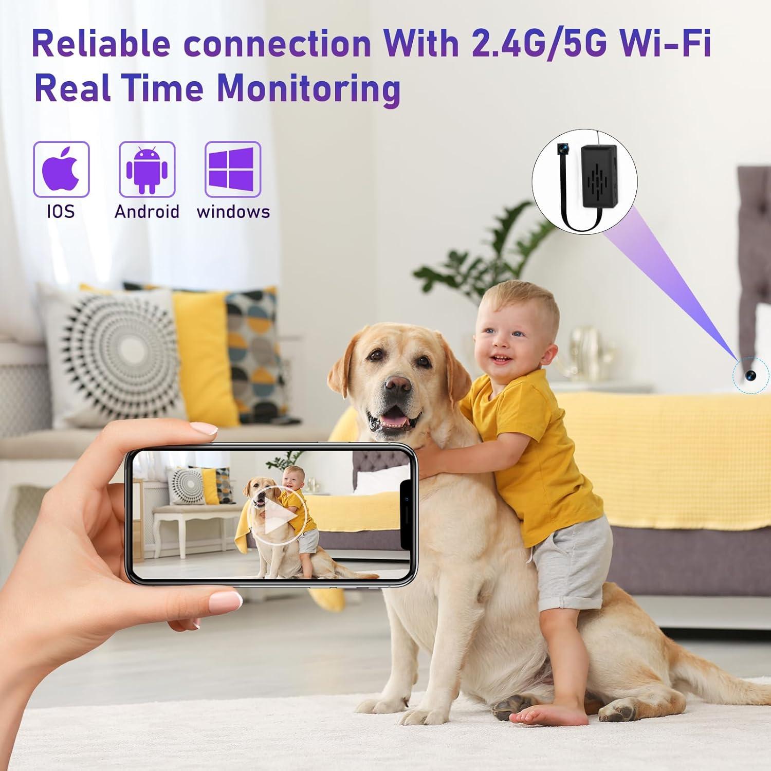 Cámara Nanny WiFi 5G/2.4G 1080P QETATIY con Tarjeta 64GB
