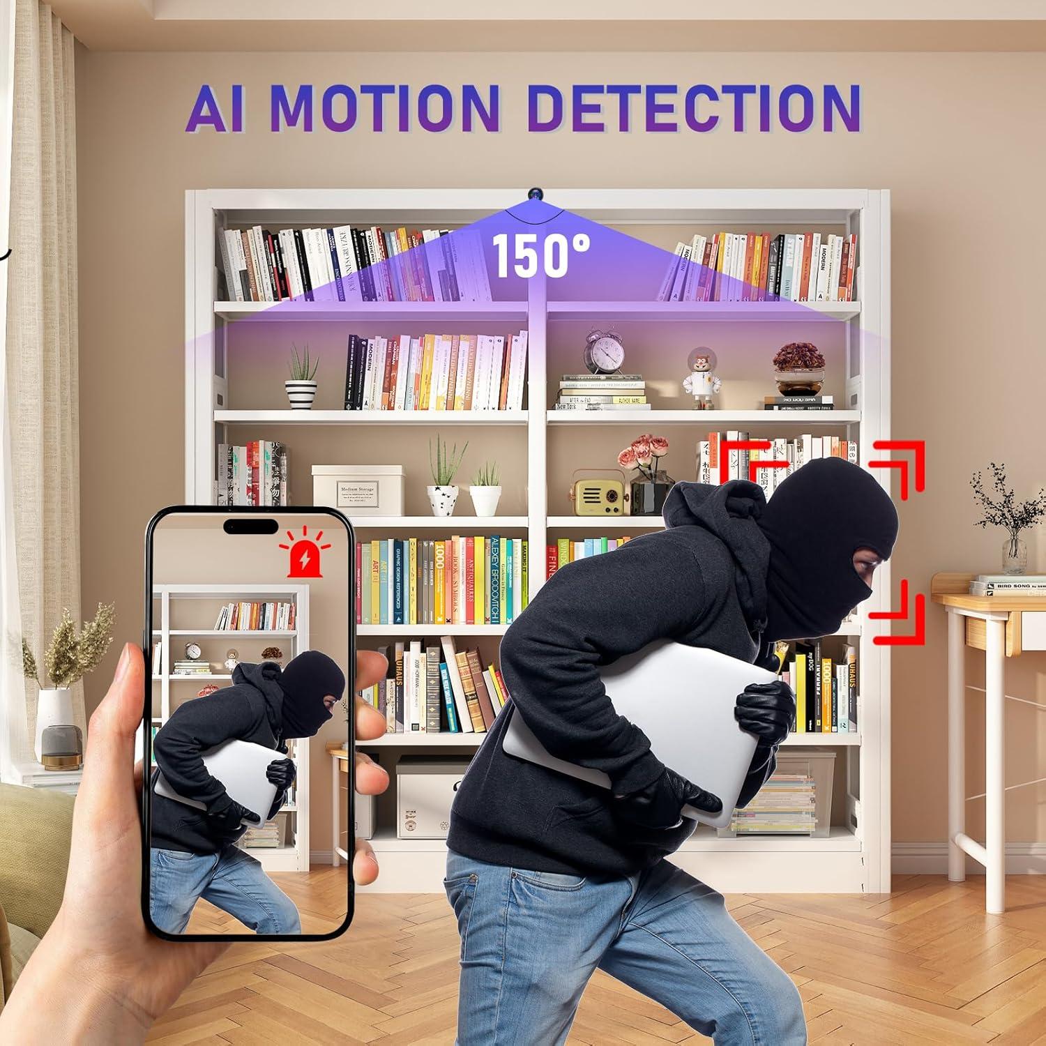 Cámara Nanny WiFi 5G/2.4G 1080P QETATIY con Tarjeta 64GB