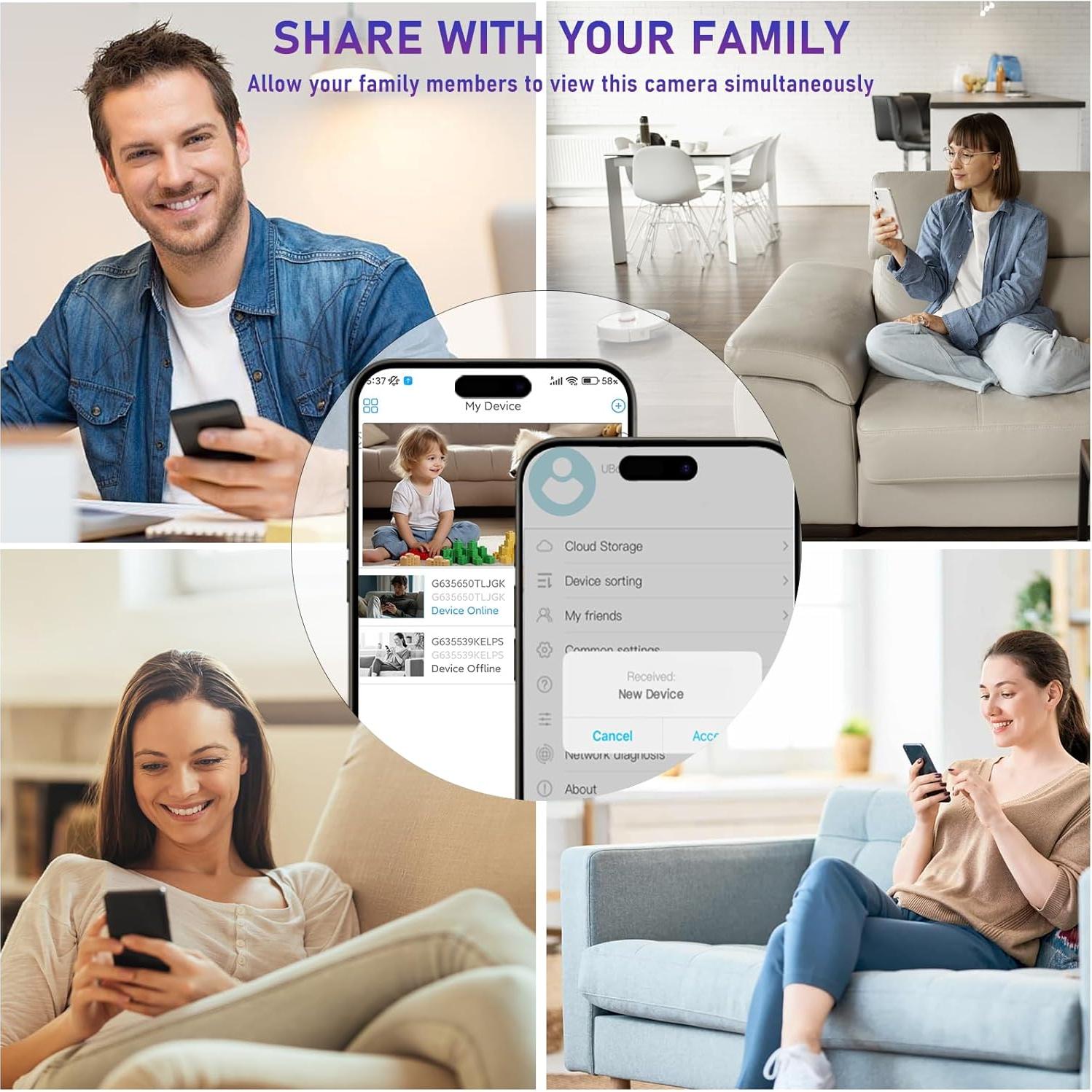 Cámara Nanny WiFi 5G/2.4G 1080P QETATIY con Tarjeta 64GB