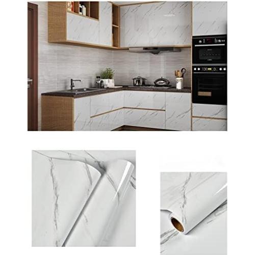 Papel Tapiz Autoadhesivo HELLKIT Mármol Gris/Blanco 40.1x299.7 cm