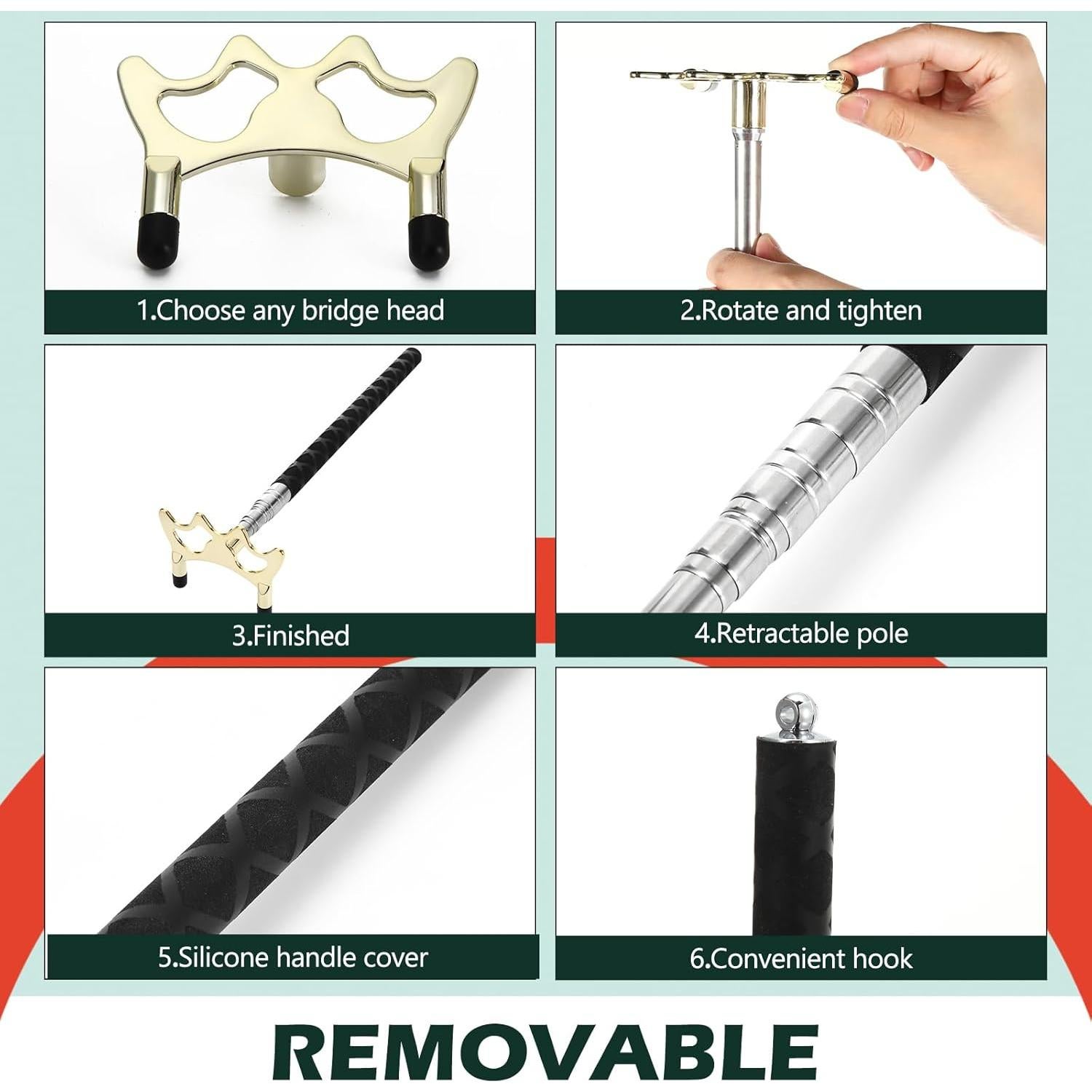 Soporte de Billar Retráctil Skylety con Cabeza de Latón