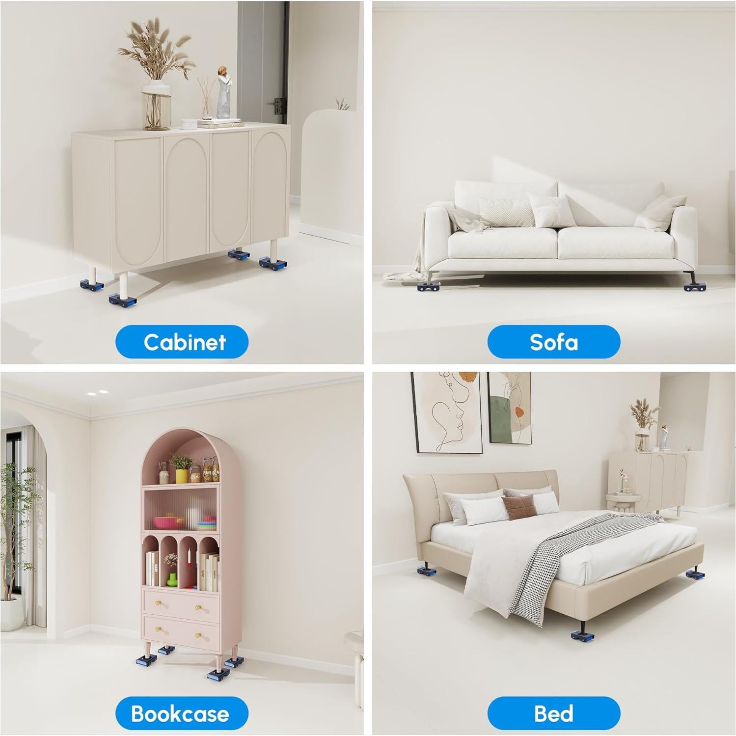 Deslizadores de Muebles DoReFaSol 700 kg con Ruedas Antideslizantes