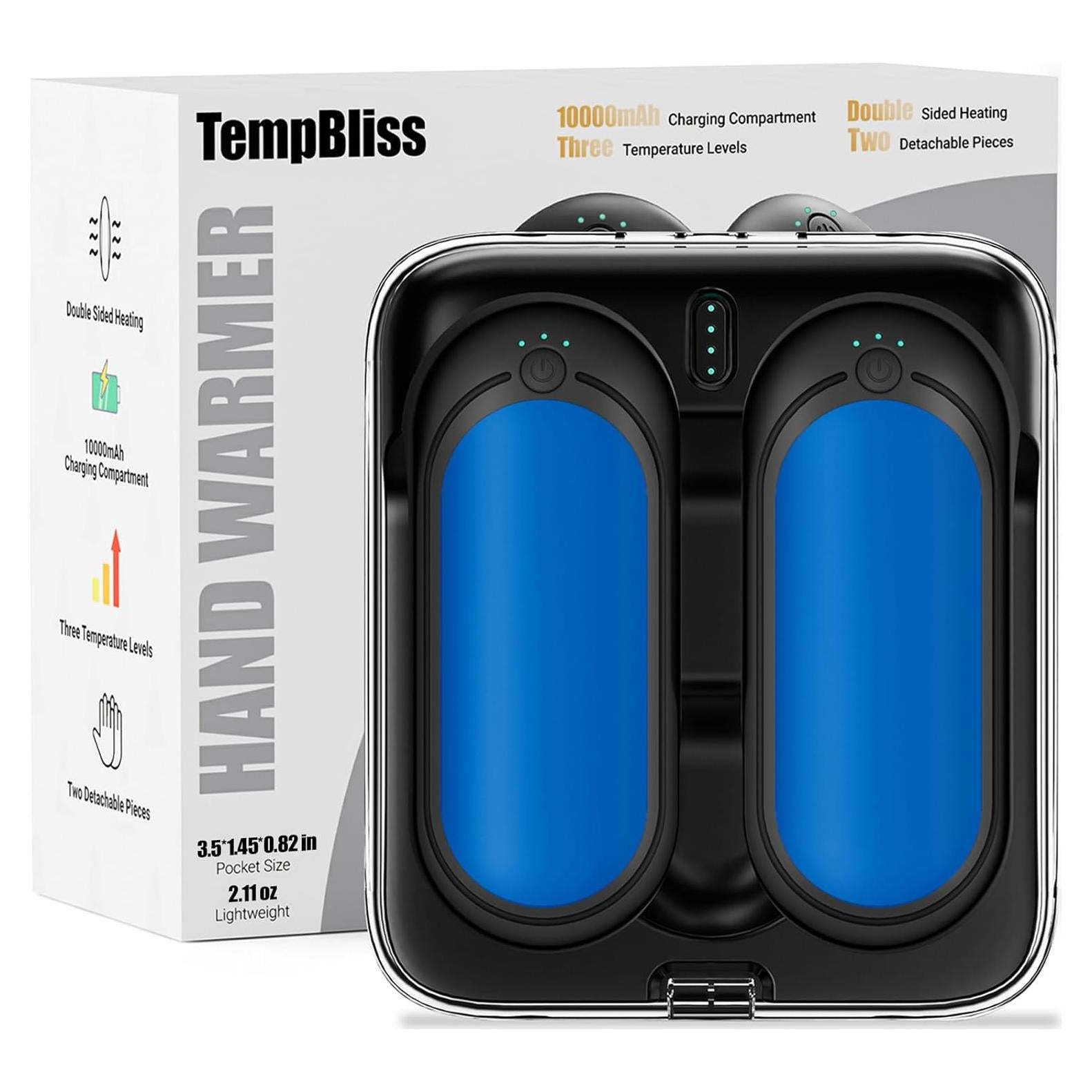 Calentadores de Manos Recargables TempBliss N6 - 10000mAh, 2 Pzs