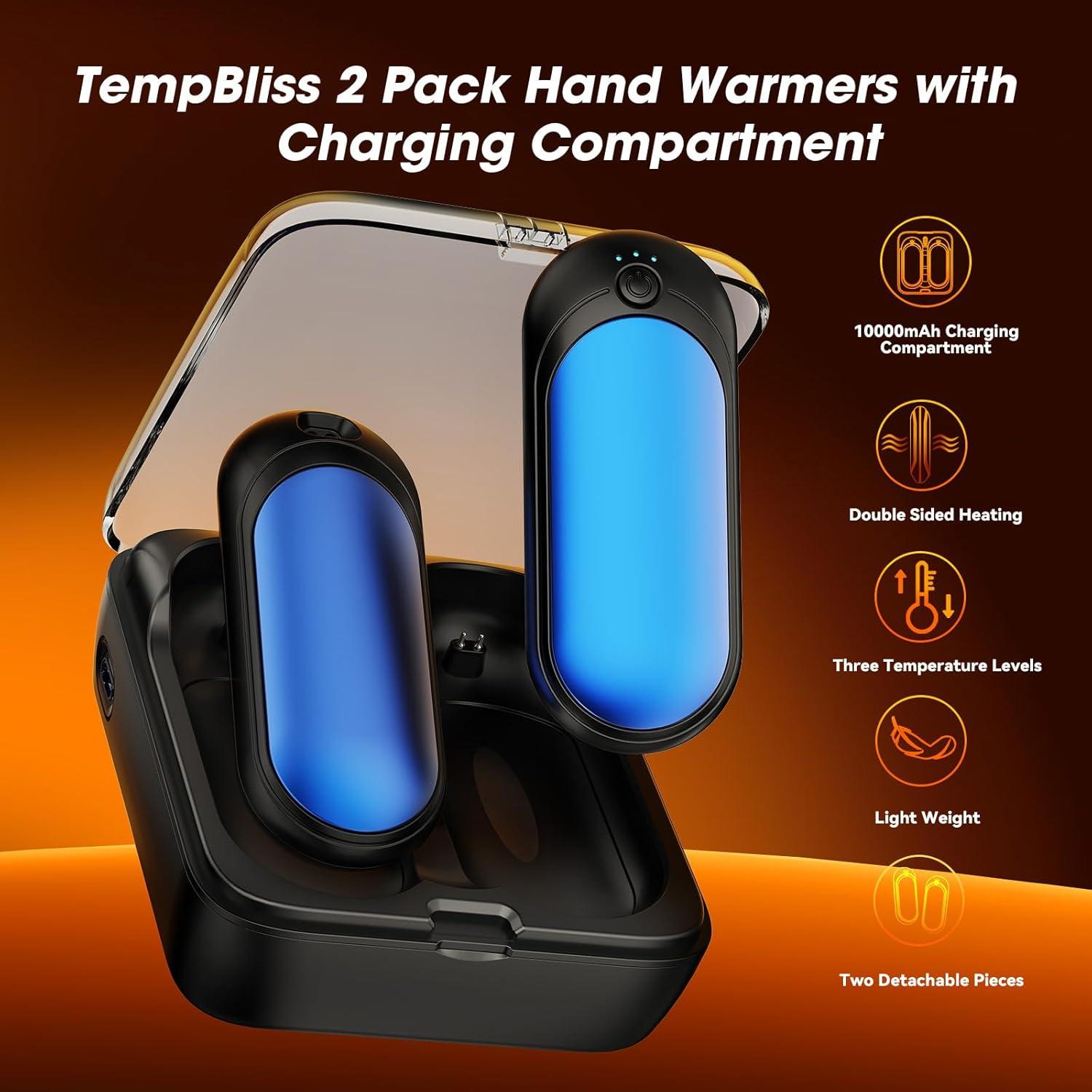 Calentadores de Manos Recargables TempBliss N6 - 10000mAh, 2 Pzs